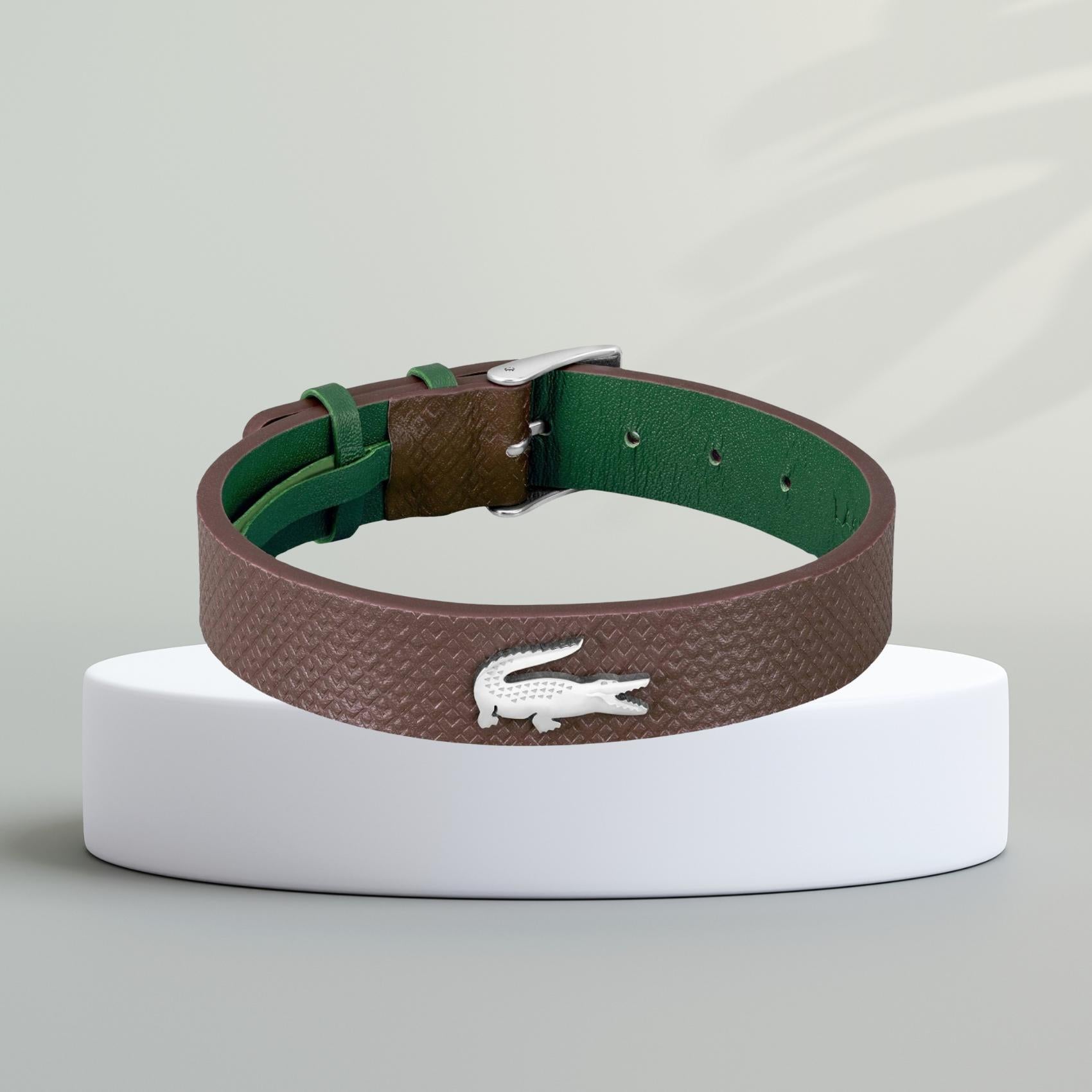 Δερμάτινο βραχιόλι Lacoste 2040388 σε καφέ χρώμα.