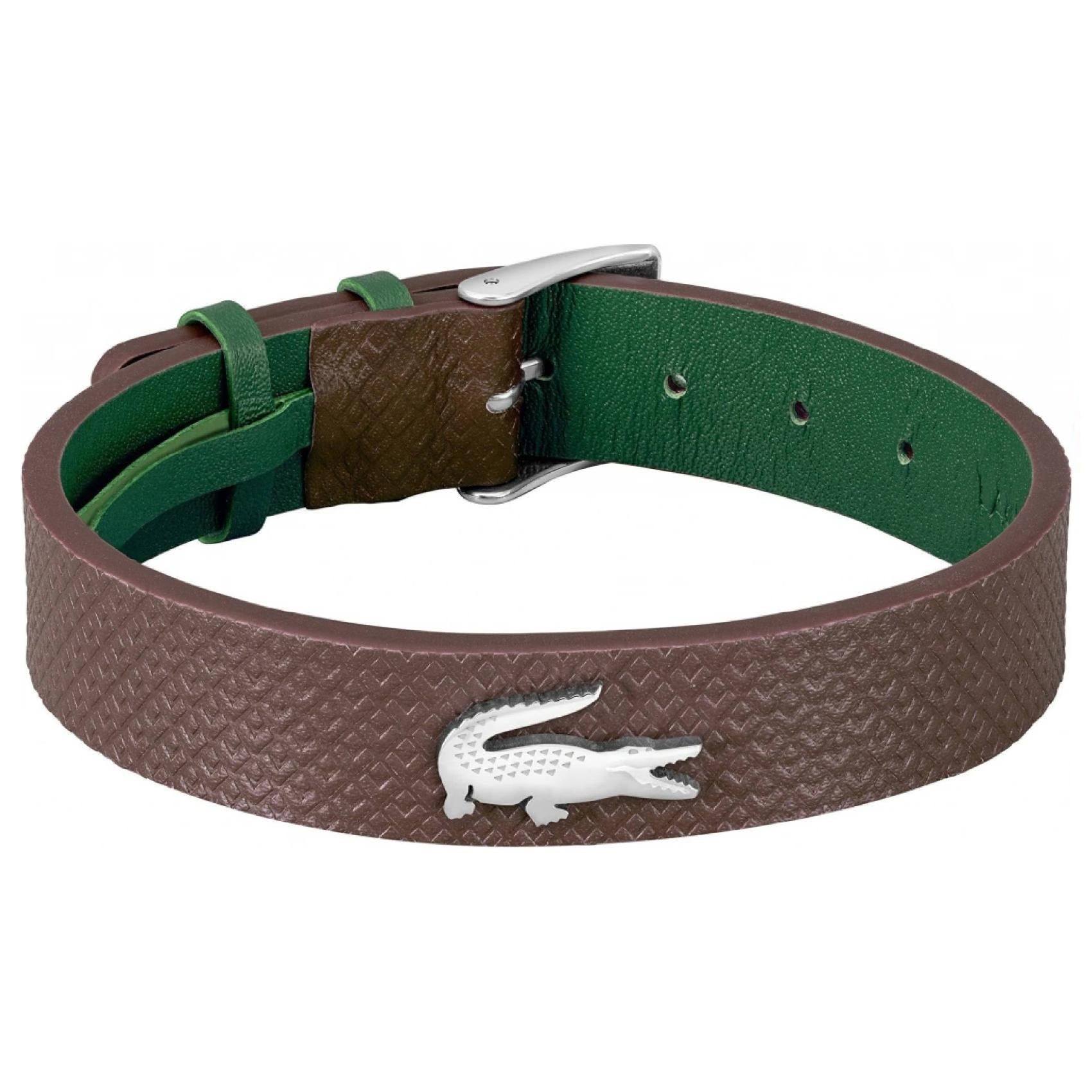 Δερμάτινο βραχιόλι Lacoste 2040388 σε καφέ χρώμα.