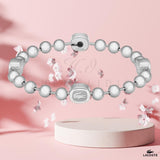 Ατσάλινο βραχιόλι Lacoste 2040408 με ασημί χάντρες.