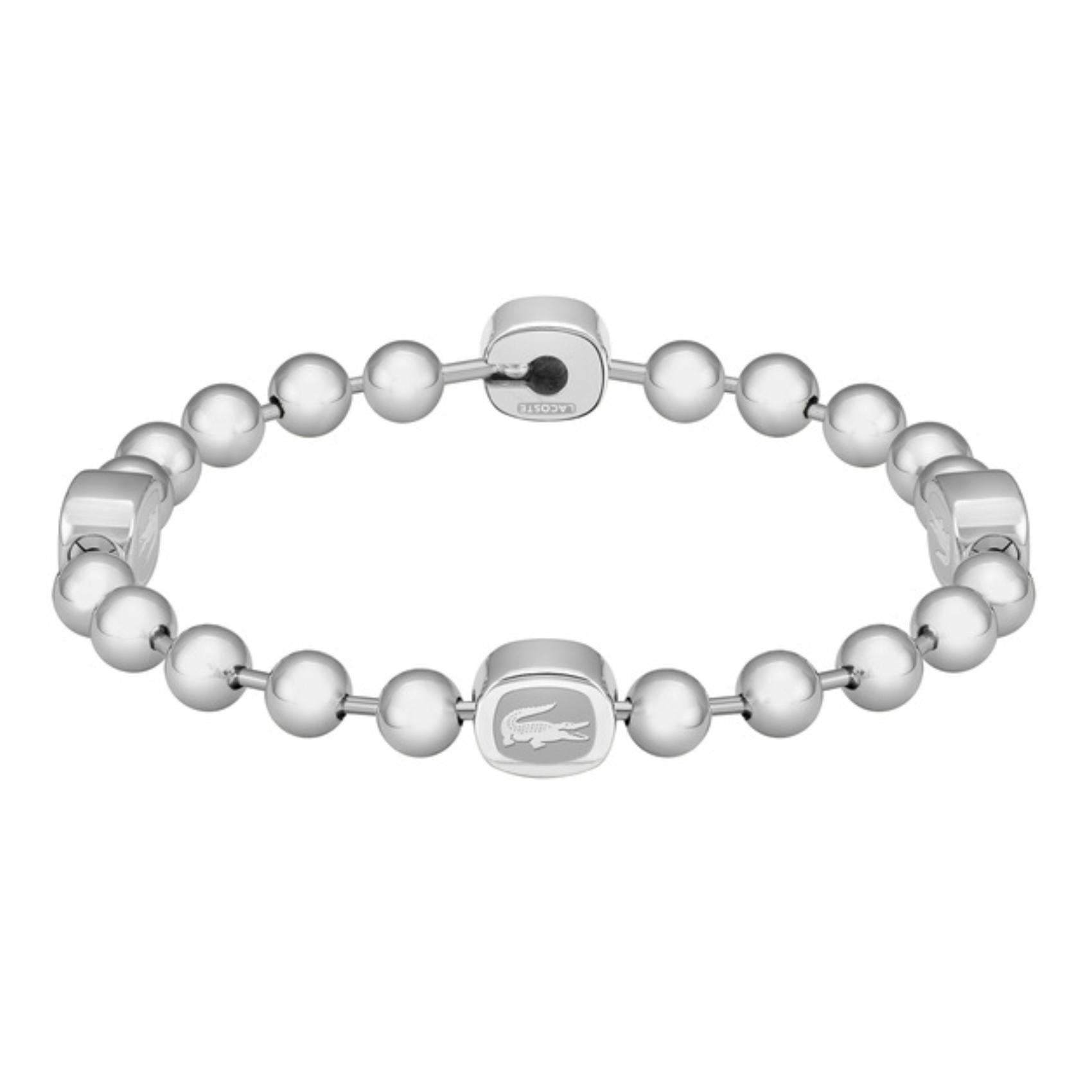 Ατσάλινο βραχιόλι Lacoste 2040408 με ασημί χάντρες.