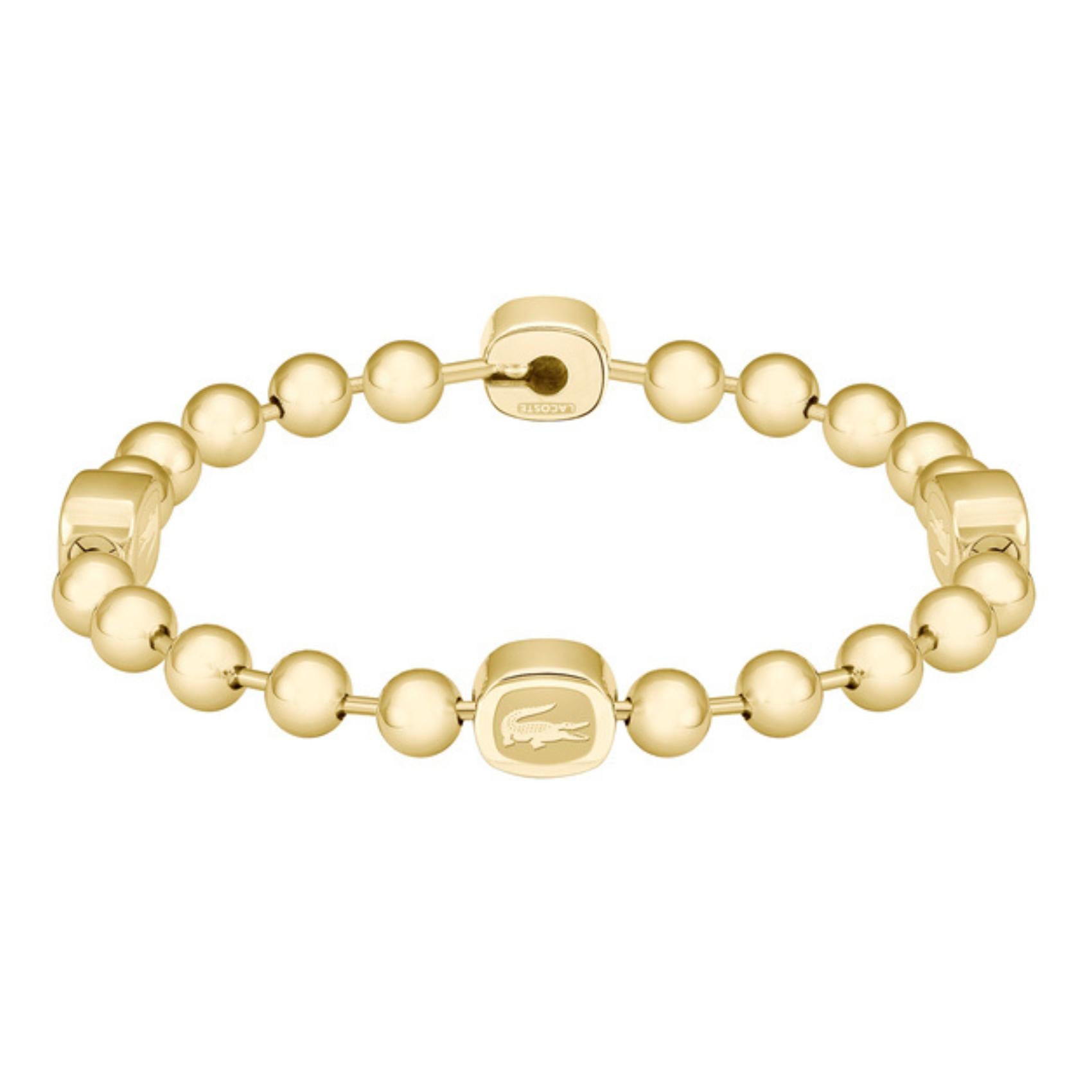 Ατσάλινο βραχιόλι Lacoste 2040409 με χρυσές χάντρες.