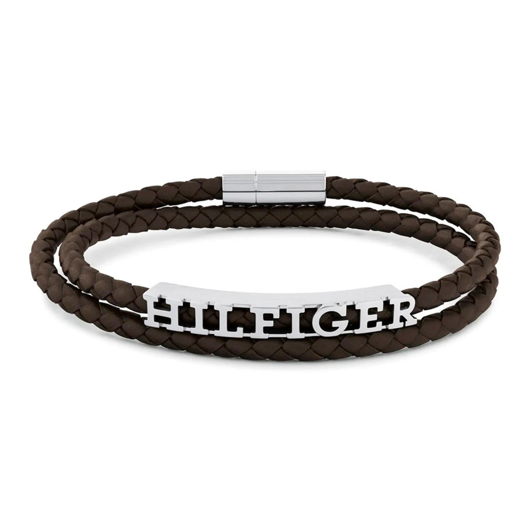 Διπλό βραχιόλι Tommy Hilfiger 2790589 δερμάτινο σε καφέ χρώμα.