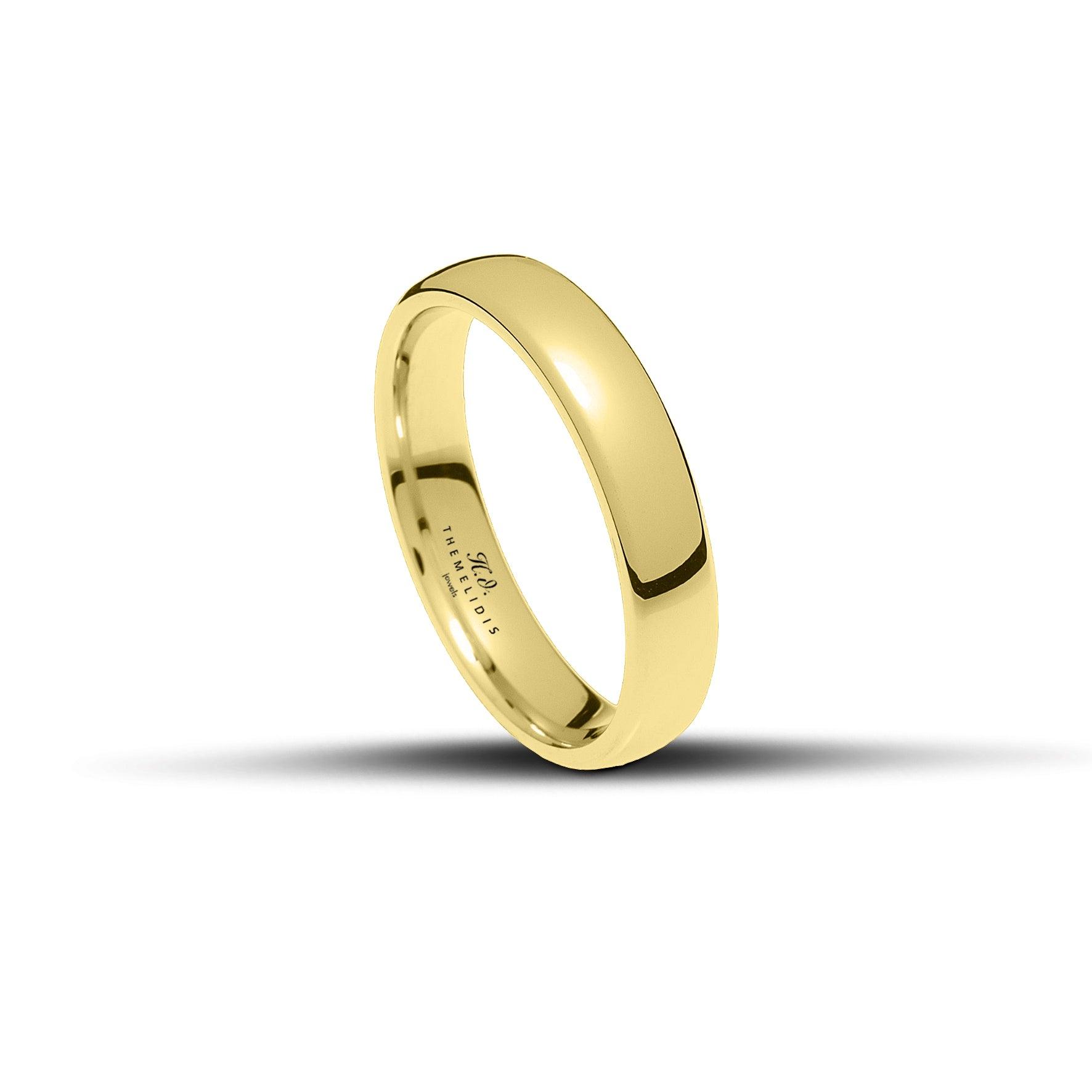 Κλασικές βέρες γάμου χρυσές,  λουστράτες με γυαλιστερό φινίρισμα, πλάτος 4.5mm