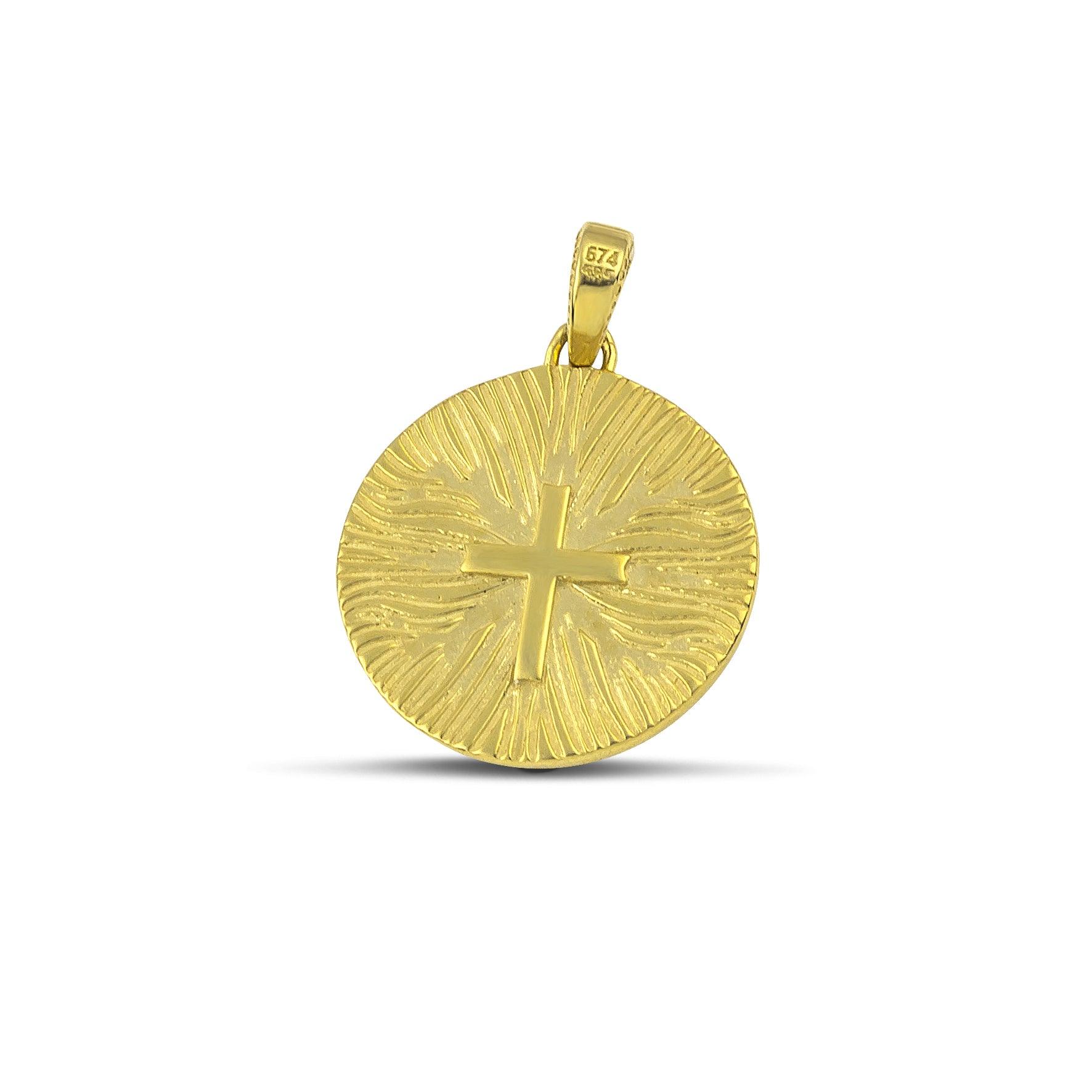 Κωσταντινάτο μενταγιόν από χρυσό 14 καρατίων στρογγυλό
