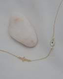 Χρυσό κολιέ Κ14 φίλντισι μάτι και σταυρό