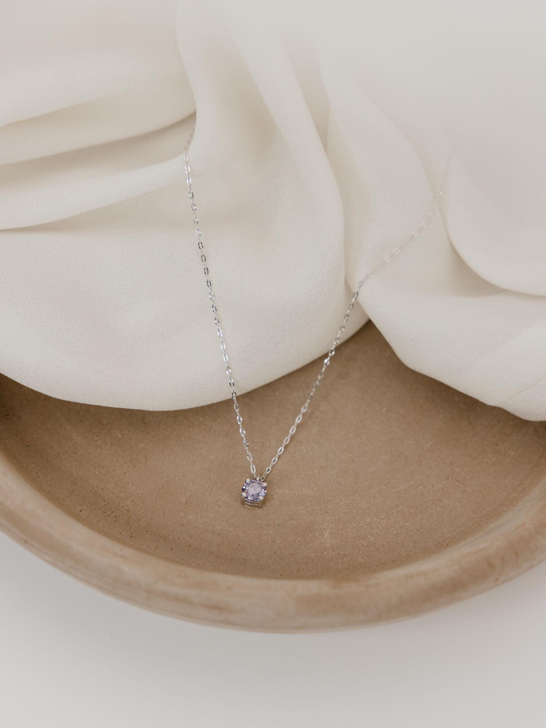 Λευκόχρυσο κολιέ Κ14 NL1703.200 με Μωβ Ζιργκόν