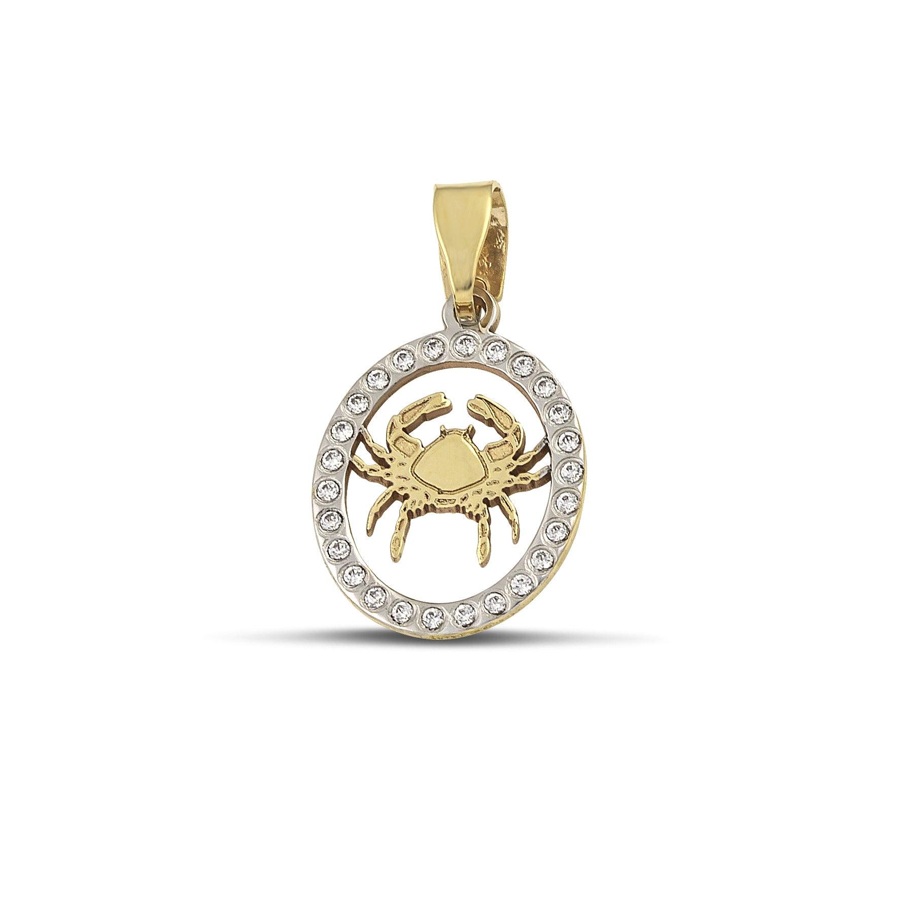 Χρυσό ζώδιο καρκίνος διάτρητο, με ζιργκόν Κ9