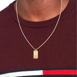 Ανδρικό κολιέ Tommy Hilfiger 2790484 ταυτότητα με κρεμαστή πλακέτα κατασκευασμένο από χειρουργικό ατσάλι σε χρυσό χρώμα, φορεμένο σε ανδρικό λαιμό.