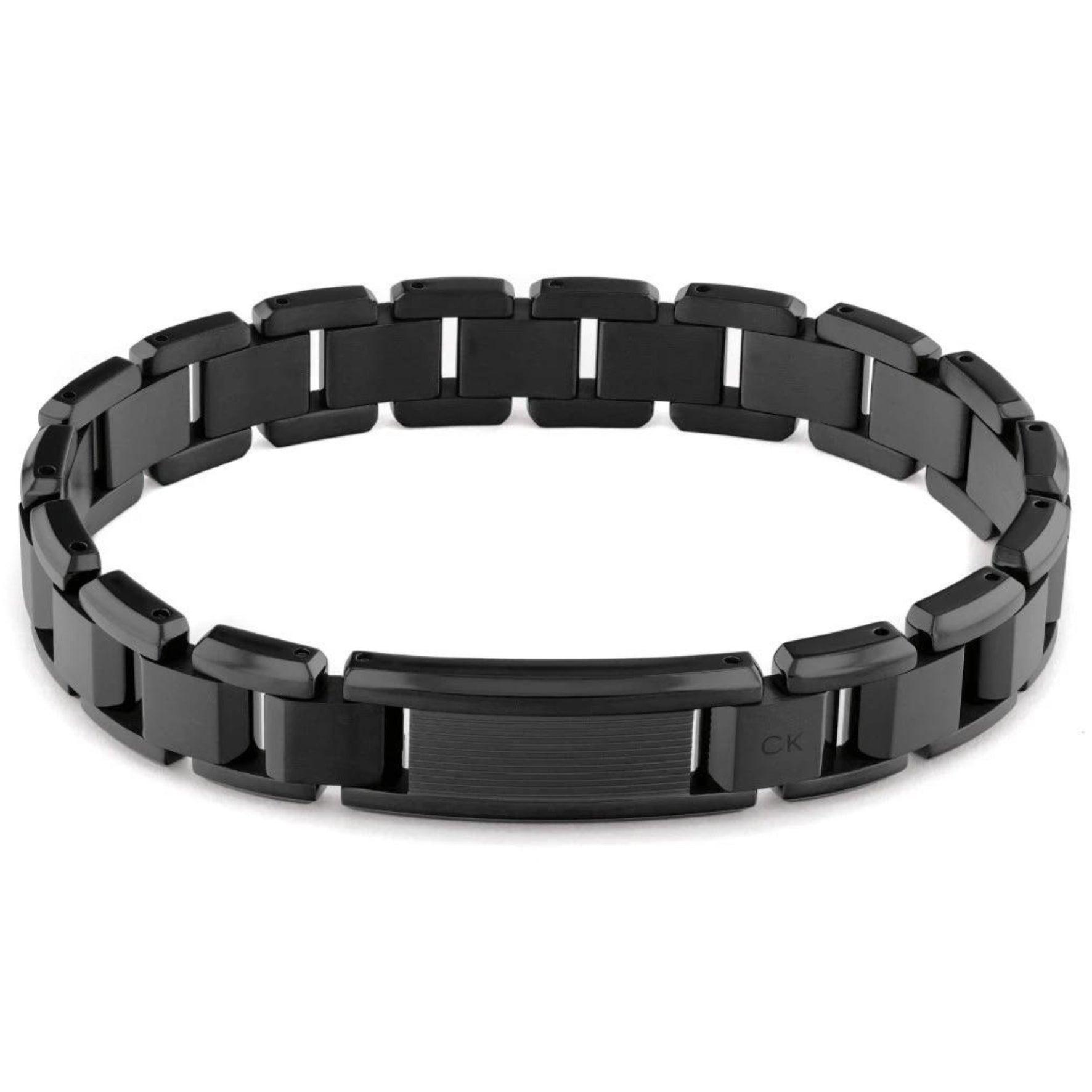 Ανδρικό βραχιόλι ταυτότητα Calvin Klein 35000288 σε μαύρο χρώμα κατασκευασμένο από χειρουργικό ατσάλι.