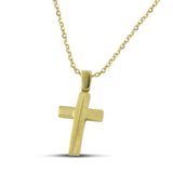 Ανδρικός σταυρός Κ14 μοντέρνος με λουστράτη και σαργέ επιφάνεια, σε λεπτή αλυσίδα.