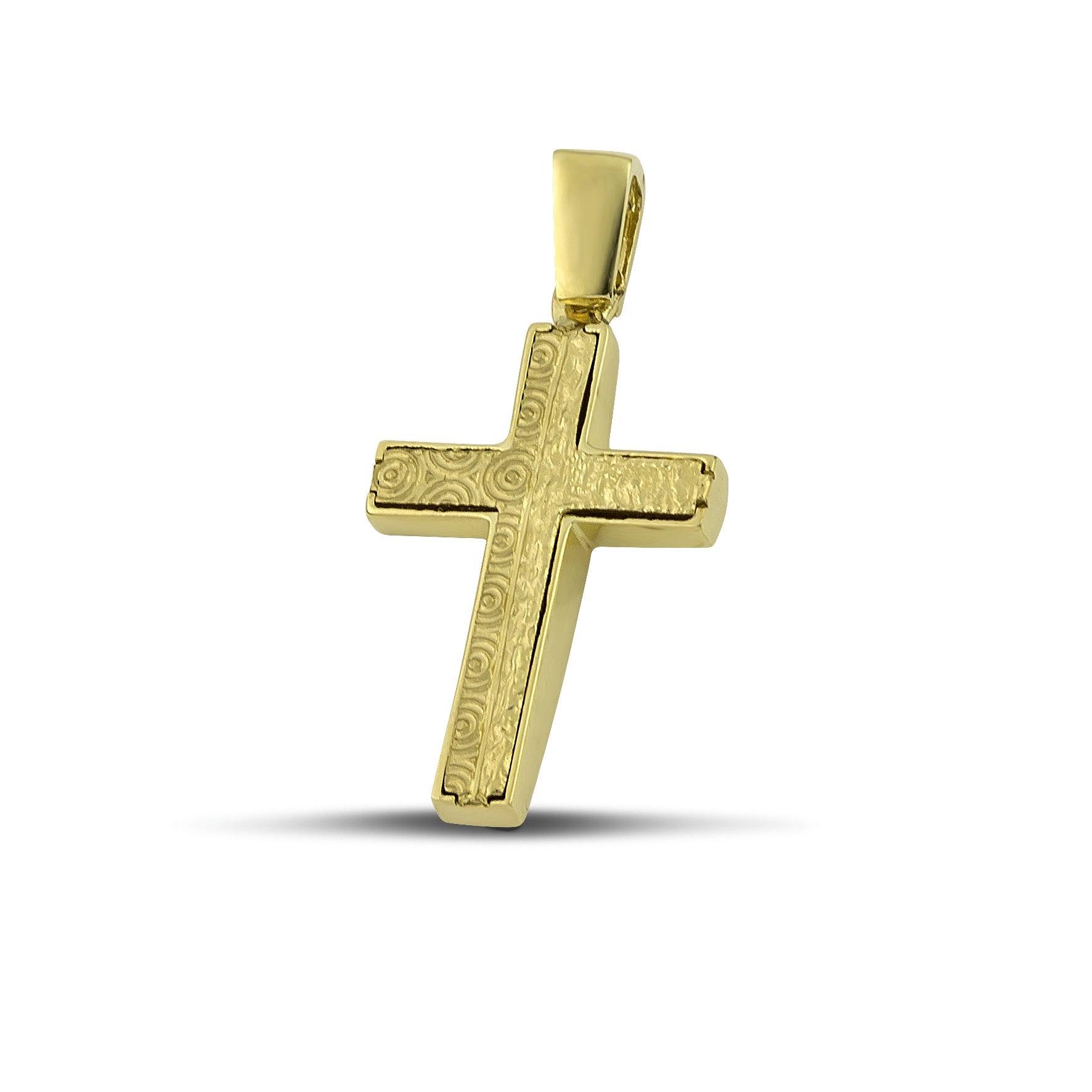 Ανδρικός σταυρός Κ14 μοντέρνος με λουστράτη και σαργέ επιφάνεια.