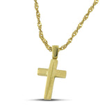 Ανδρικός σταυρός Κ14 μοντέρνος με λουστράτη και σαργέ επιφάνεια, σε χοντρή αλυσίδα.