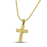 Ανδρικός σταυρός Κ14 μοντέρνος με λουστράτη και σαργέ επιφάνεια, σε χοντρή αλυσίδα.