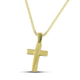 Ανδρικός σταυρός Κ14 μοντέρνος με λουστράτη και σαργέ επιφάνεια, σε «Θ» αλυσίδα.