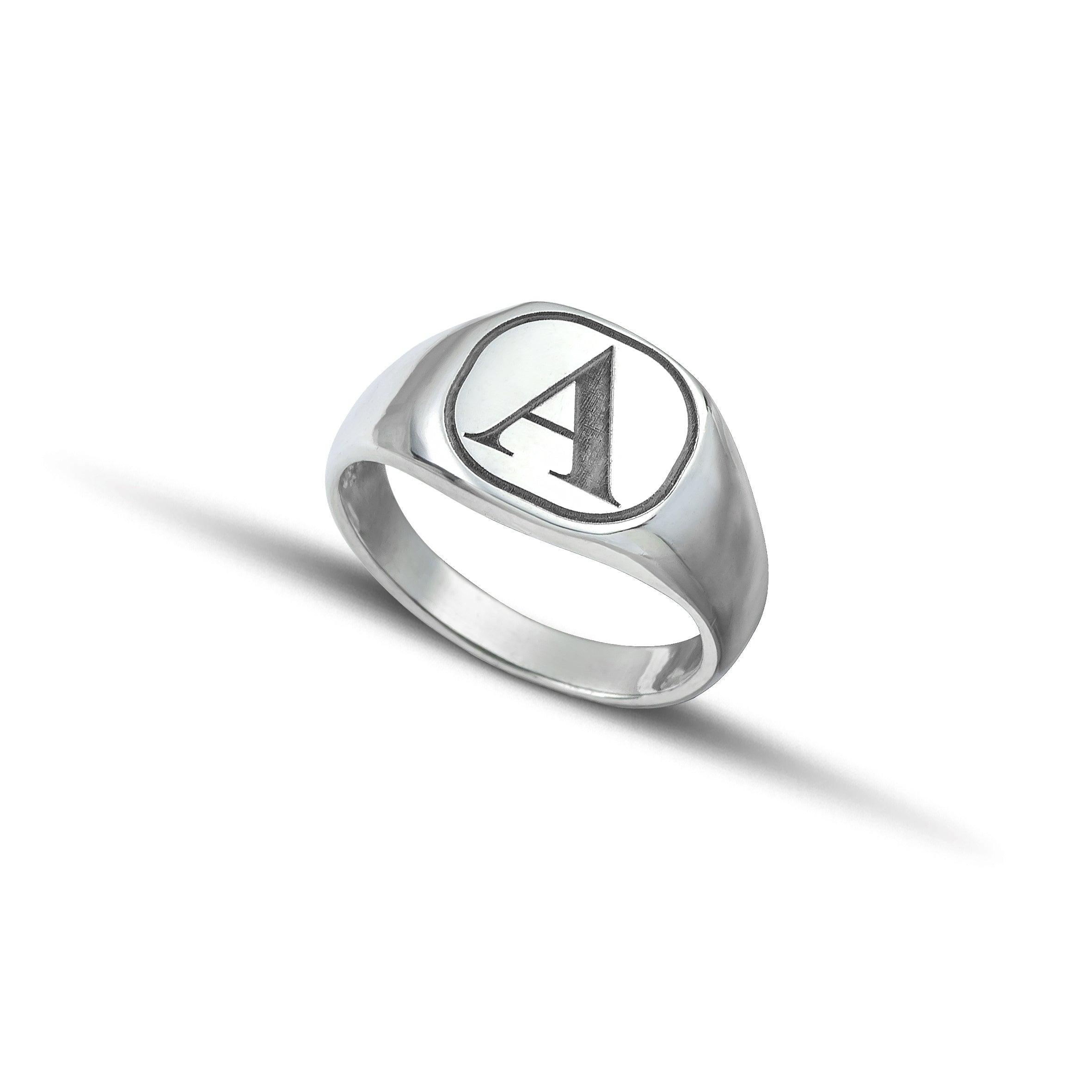 Ασημένιο δαχτυλίδι 925 με μονόγραμμα επιπλατινωμένο - themelidisjewels