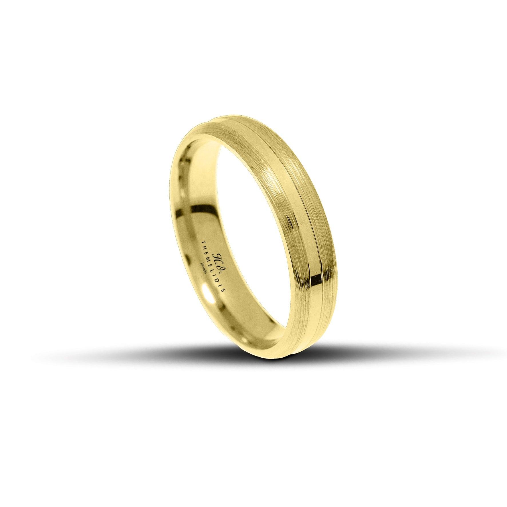 Βέρες Γάμου σετ χρυσές ματ με λουστράτη γραμμή - themelidisjewels