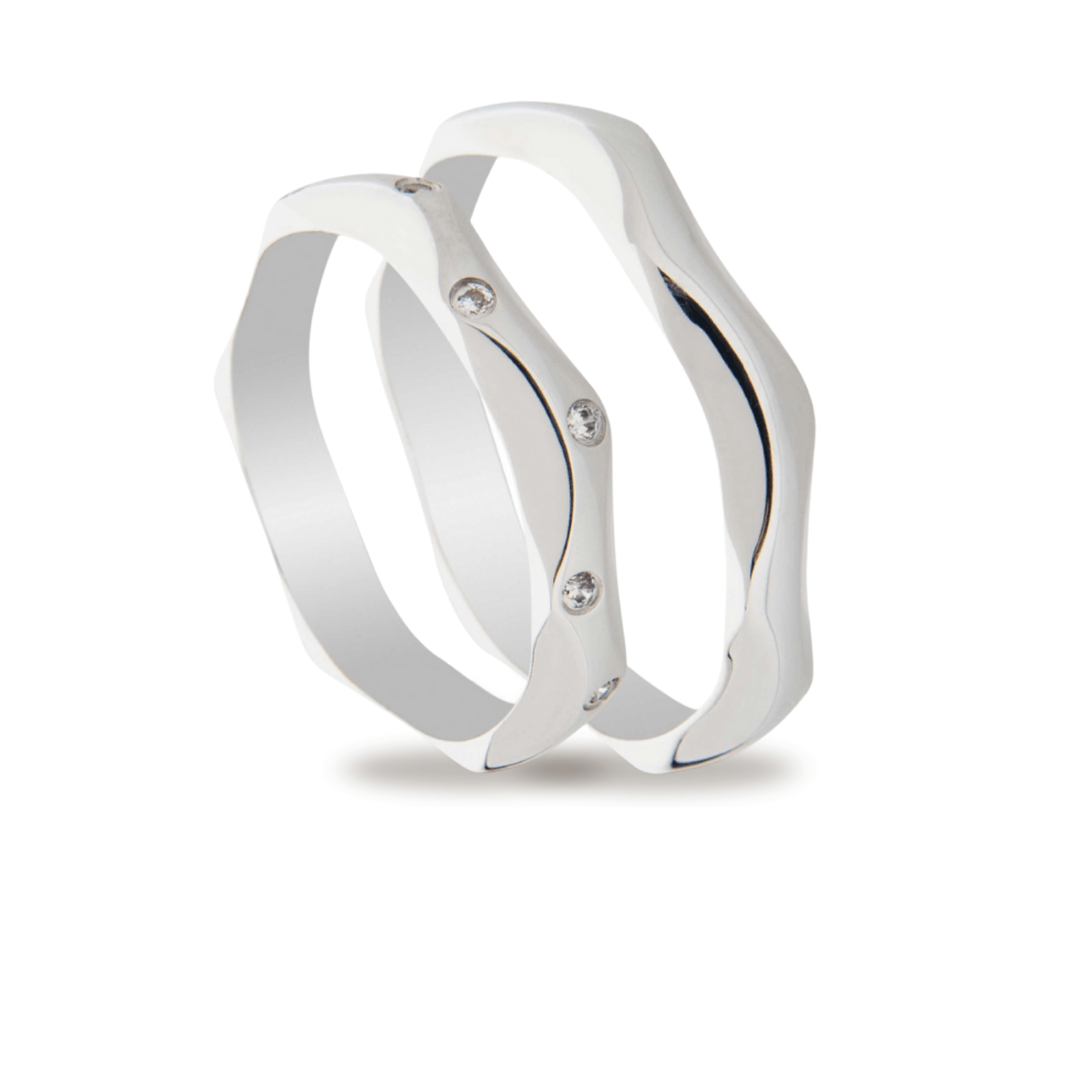 Βέρες Σετ Λευκόχρυσες Λουστράτες με Ζιργκόν MASCHIO FEMMINA TMF-103 - themelidisjewels