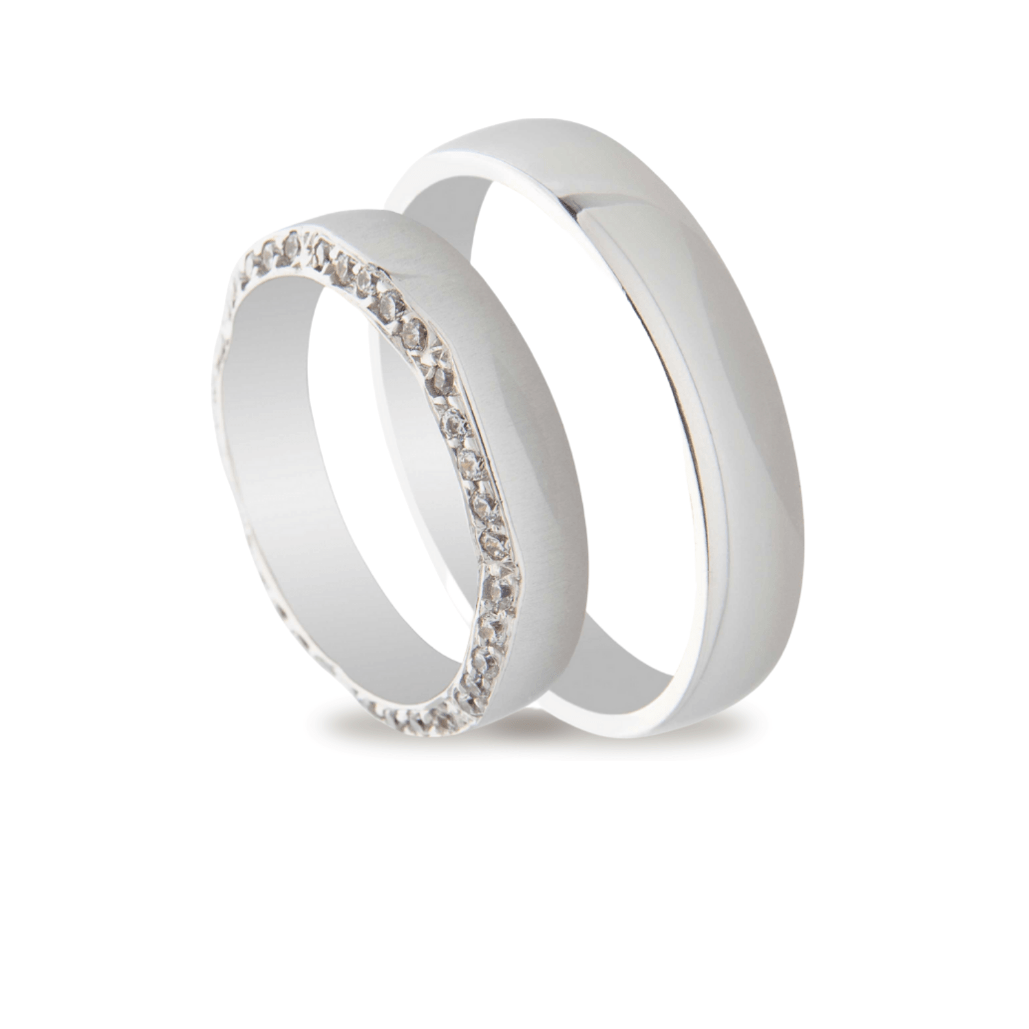 Βέρες Σετ Λευκόχρυσες Λουστράτες με Ζιργκόν MASCHIO FEMMINA TMF-90 - themelidisjewels