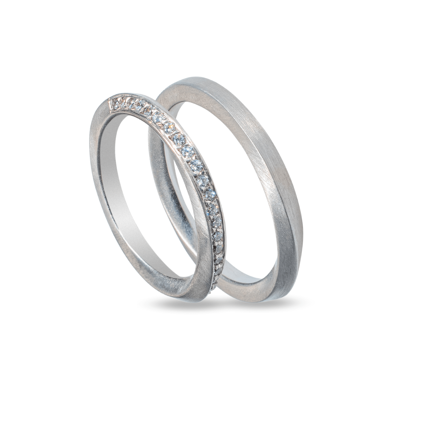 Βέρες Σετ Λευκόχρυσες με Ζιργκόν MASCHIO FEMMINA SL36 - themelidisjewels