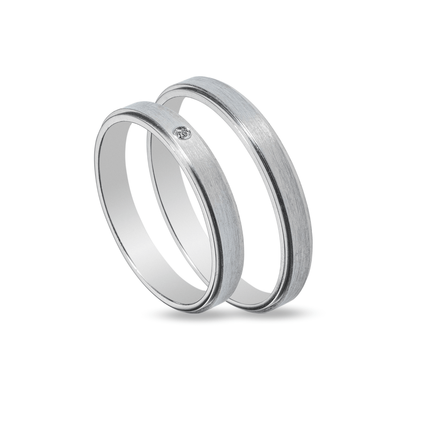 Βέρες Σετ Λευκόχρυσες με Ζιργκόν MASCHIO FEMMINA SL39 - themelidisjewels