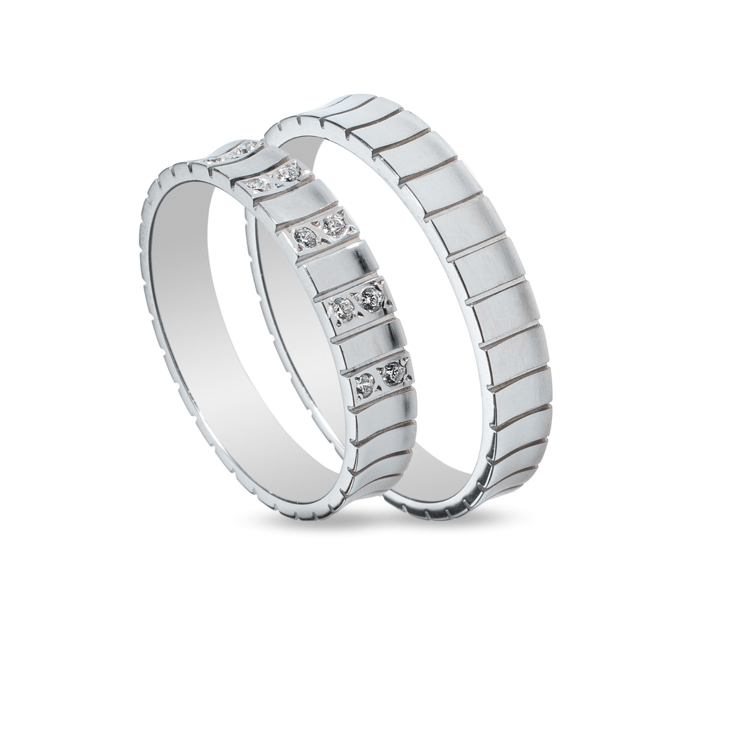 Βέρες Σετ Λευκόχρυσες με Ζιργκόν MASCHIO FEMMINA SL69 - themelidisjewels