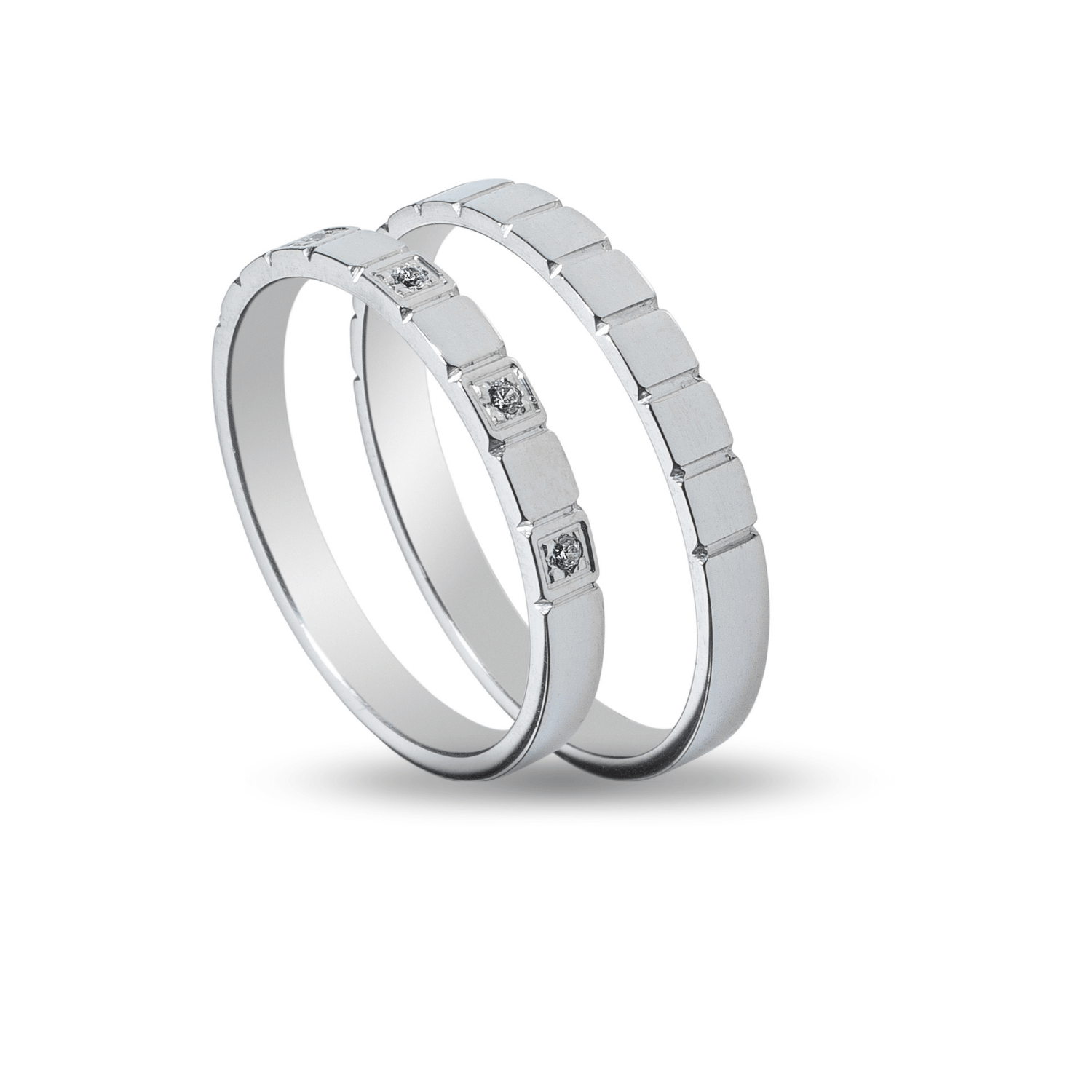 Βέρες Σετ Λευκόχρυσες με Ζιργκόν MASCHIO FEMMINA SL78 - themelidisjewels