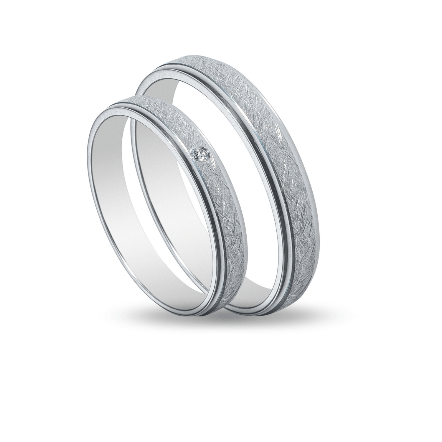 Βέρες Σετ Λευκόχρυσες με Ζιργκόν MASCHIO FEMMINA SL95 - themelidisjewels