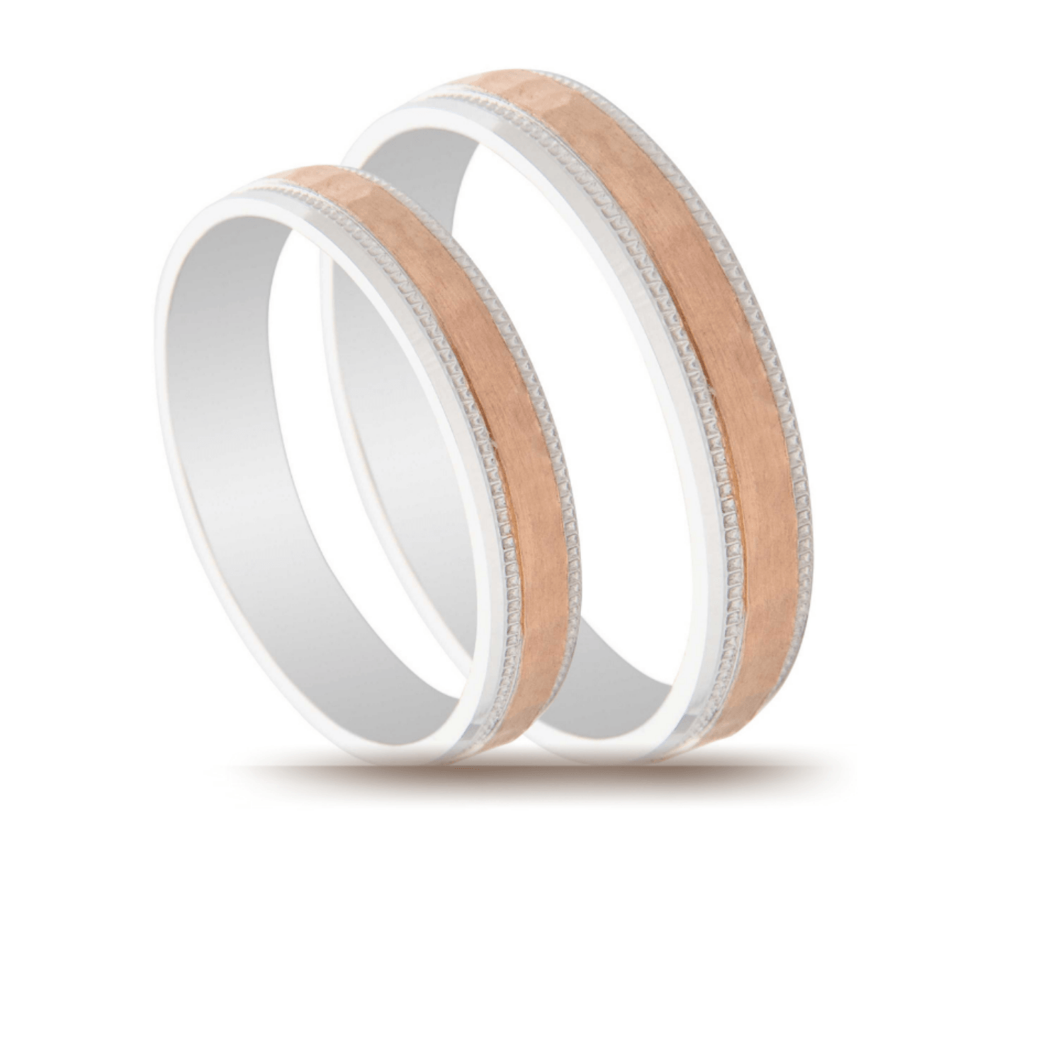 Βέρες Σετ Λευκόχρυσες Ροζ Χρυσές με Σχέδια MASCHIO FEMMINA TMF-76 - themelidisjewels