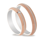 Βέρες Γάμου Λευκόχρυσες Ροζ Χρυσές με Σχέδιο και Ζιργκόν MASCHIO FEMMINA TMF-79