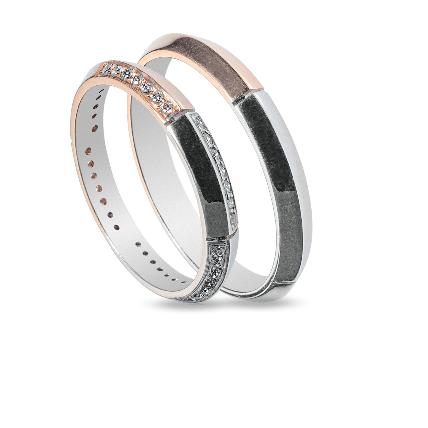 Βέρες Σετ Λευκόχρυσες Ροζ Χρυσές με Ζιργκόν MASCHIO FEMMINA SL45 - themelidisjewels