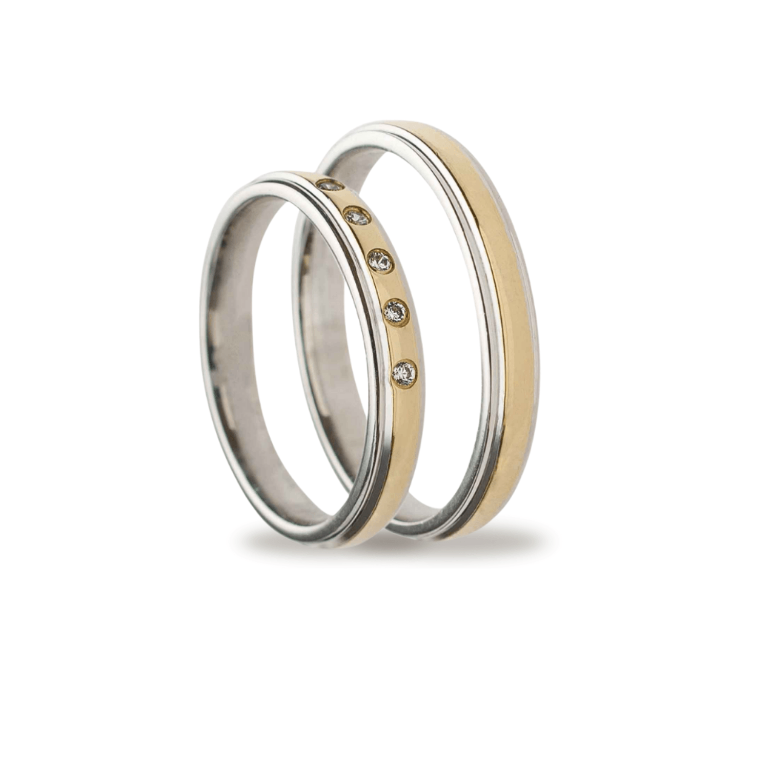 Βέρες Σετ Λευκόχρυσες Χρυσές Λουστράτες με Ζιργκόν MASCHIO FEMMINA TMF-17 - themelidisjewels