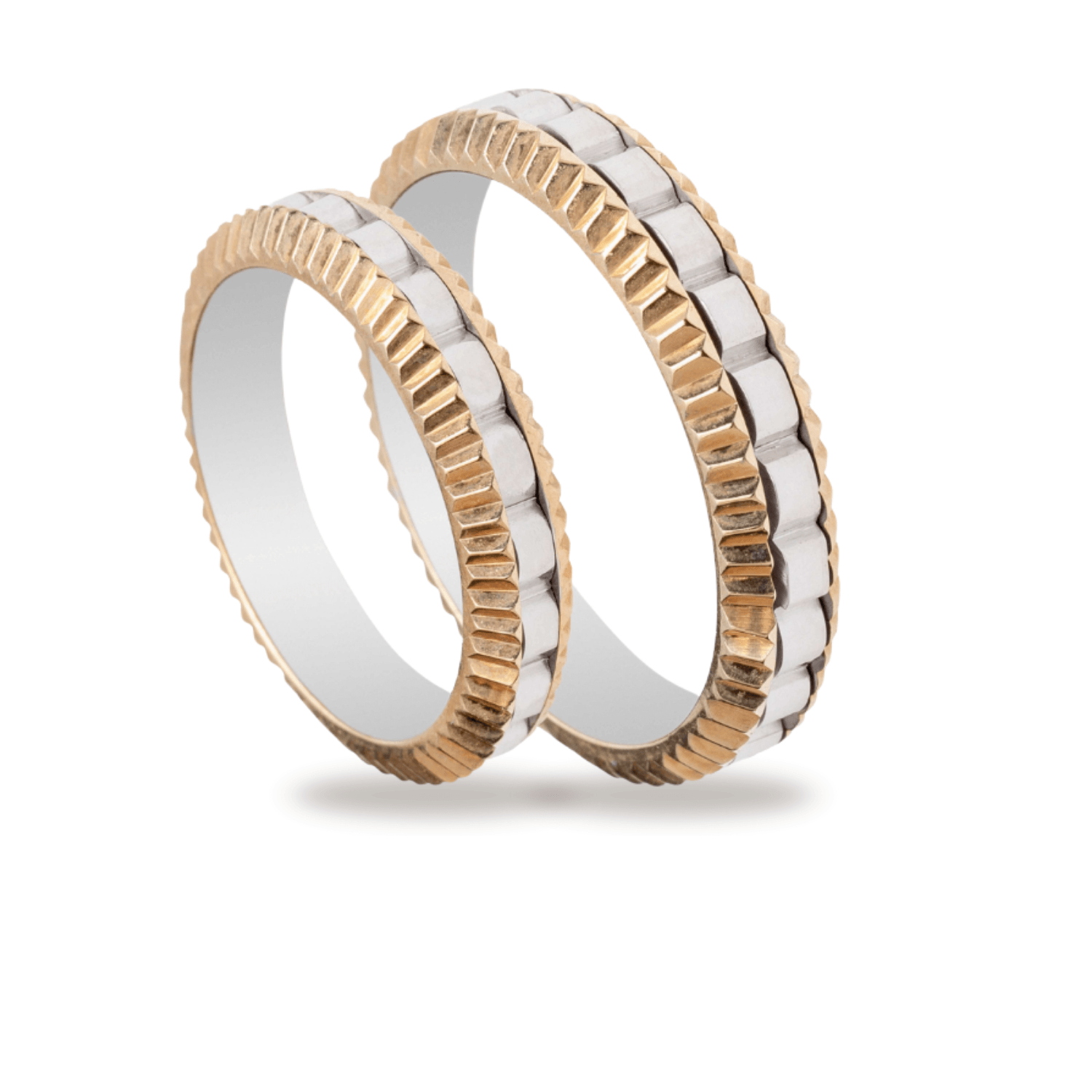 Βέρες Σετ Λευκόχρυσες Χρυσές με Σχέδια MASCHIO FEMMINA TMF-52 - themelidisjewels