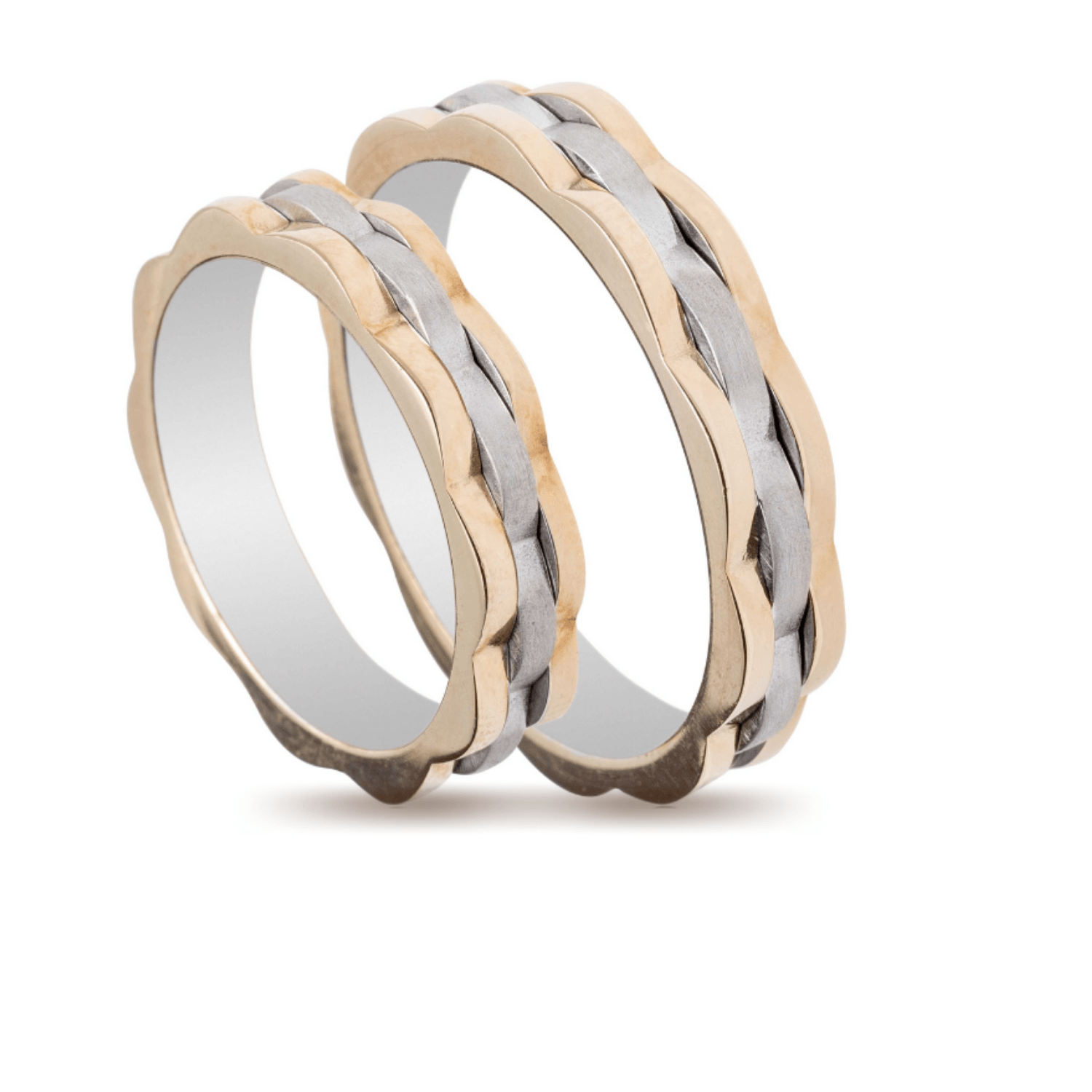 Βέρες Σετ Λευκόχρυσες Χρυσές με Σχέδια MASCHIO FEMMINA TMF-64 - themelidisjewels