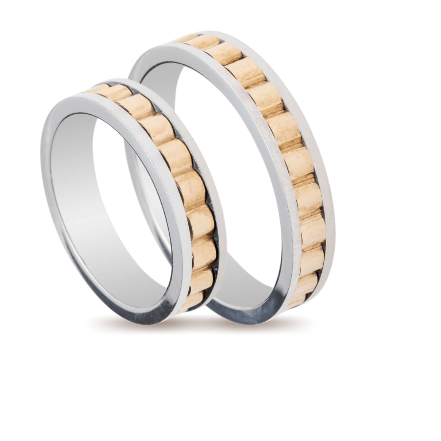 Βέρες Σετ Λευκόχρυσες Χρυσές με Σχέδια MASCHIO FEMMINA TMF-66 - themelidisjewels