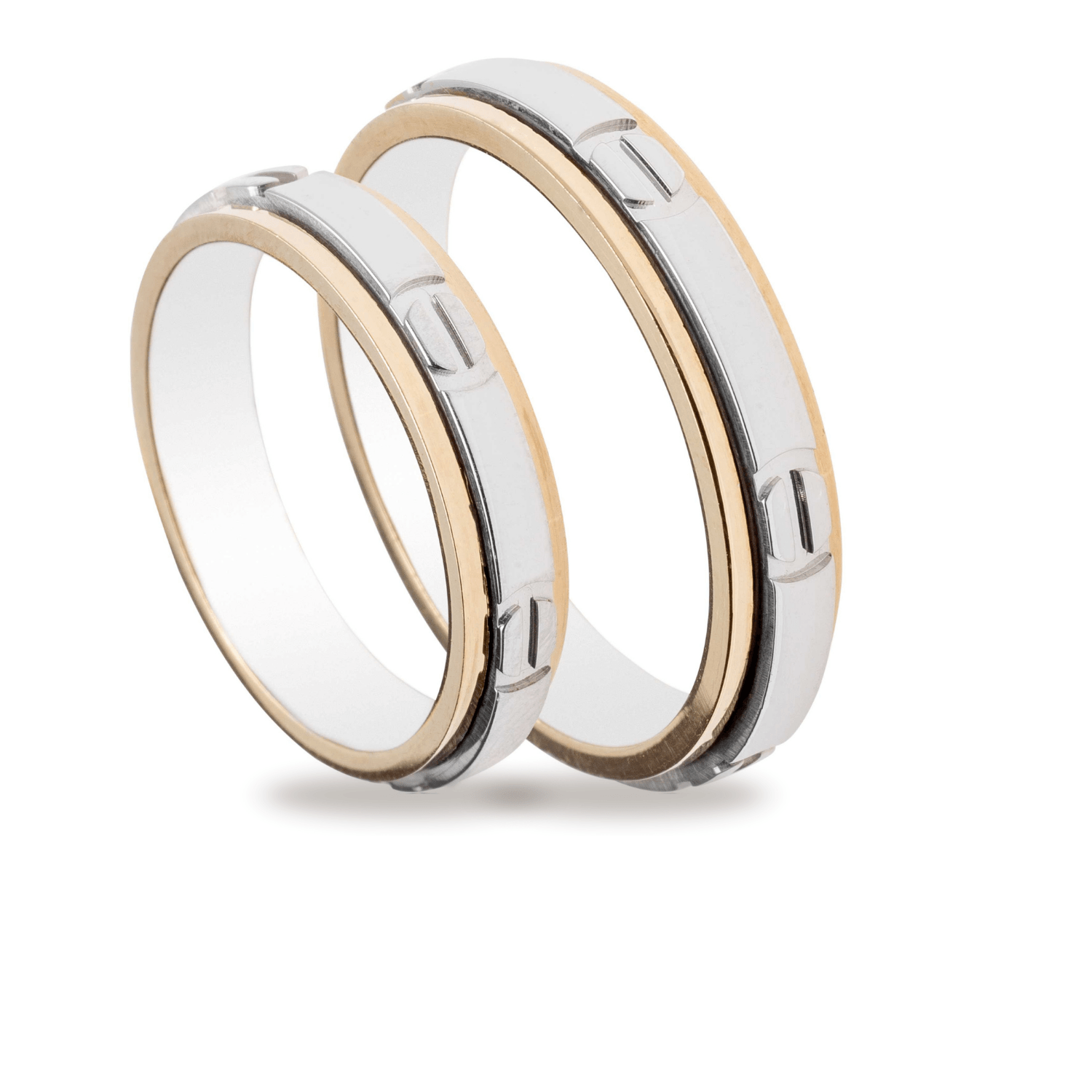 Βέρες Σετ Λευκόχρυσες Χρυσές με Σχέδια MASCHIO FEMMINA TMF-69 - themelidisjewels