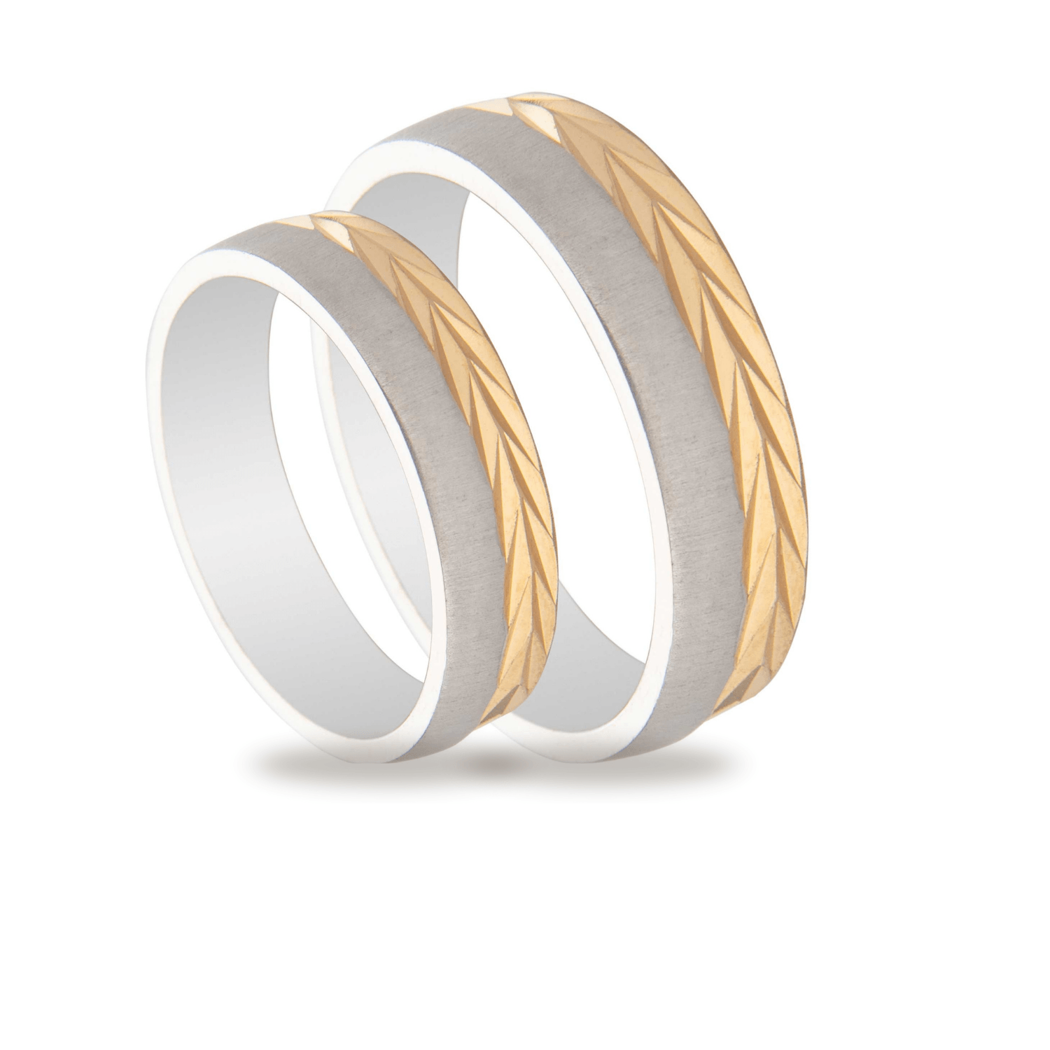 Βέρες Σετ Λευκόχρυσες Χρυσές με Σχέδια MASCHIO FEMMINA TMF-74 - themelidisjewels