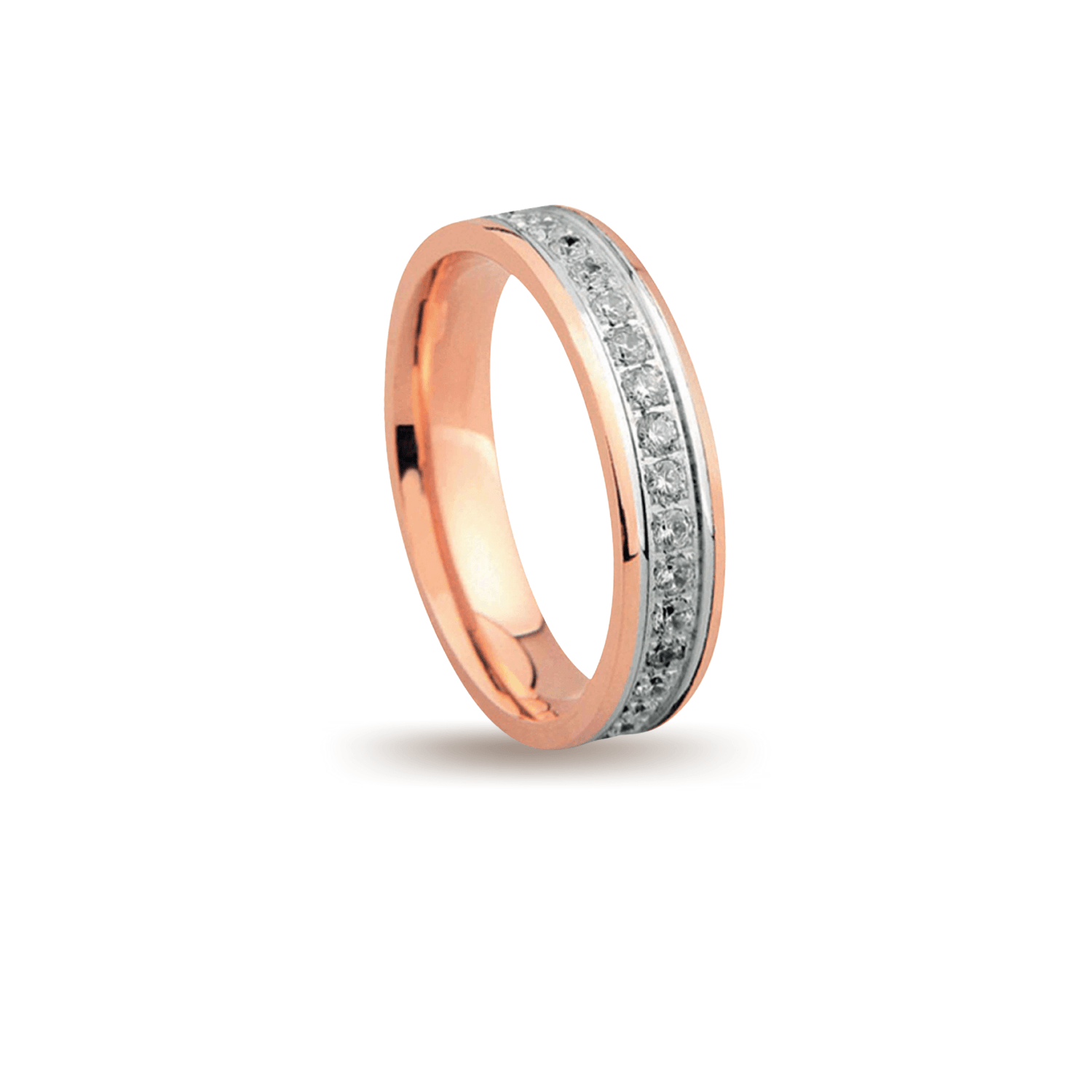 Βέρες Σετ Ροζ Χρυσές Λευκόχρυσες Λουστράτες με Ζιργκόν MASCHIO FEMMINA 031-CZ - themelidisjewels