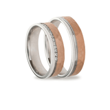 Βέρες Γάμου Ροζ Χρυσές - Λευκόχρυσες Σφυρίλατες με Ζιργκόν MASCHIO FEMMINA TMF-03