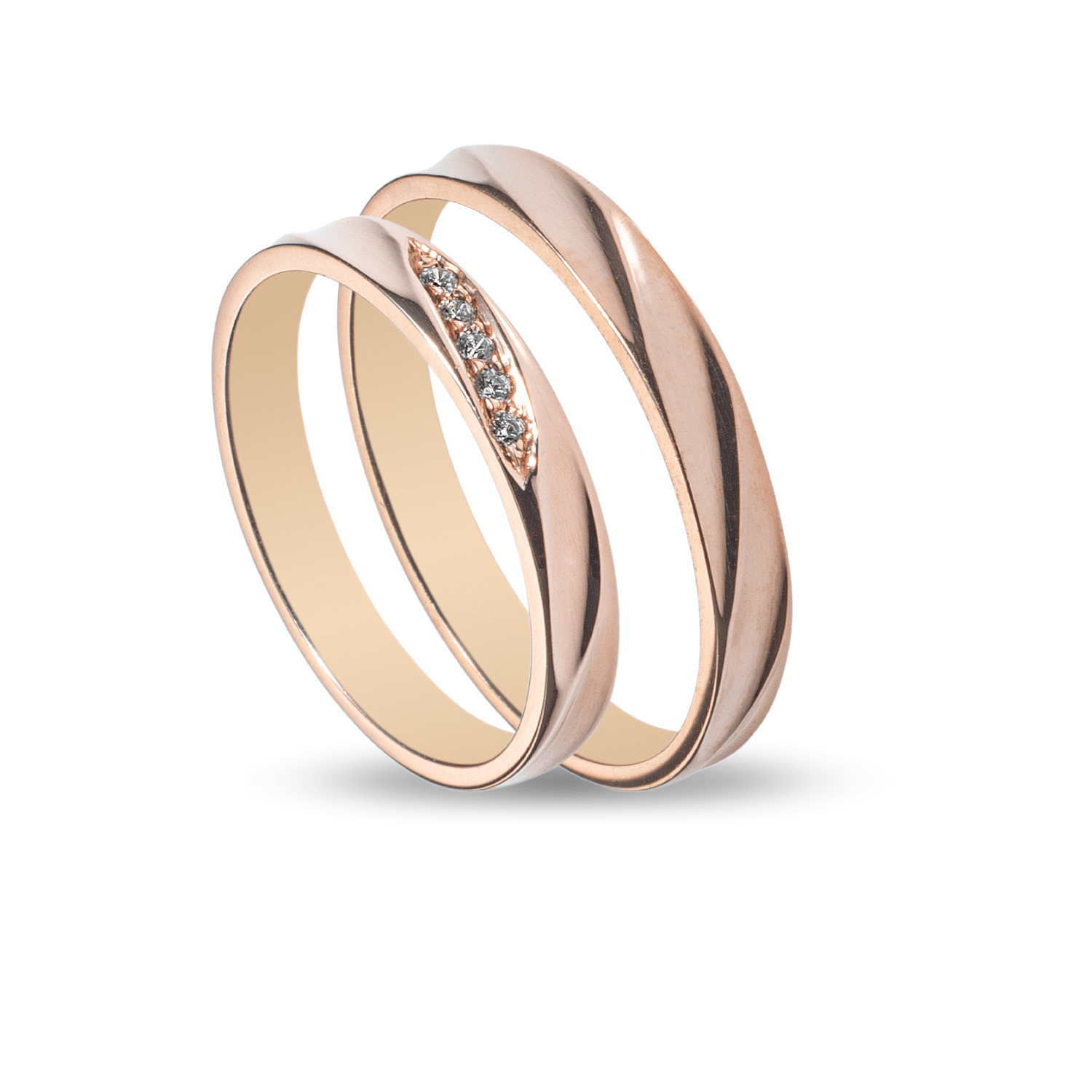 Βέρες Σετ Ροζ Χρυσές με Ζιργκόν MASCHIO FEMMINA SL91 - themelidisjewels