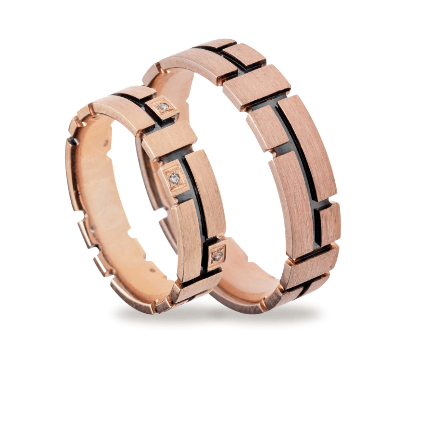 Βέρες Σετ Ροζ Χρυσές Σκαλιστές με Ζιργκόν MASCHIO FEMMINA TMF-54 - themelidisjewels