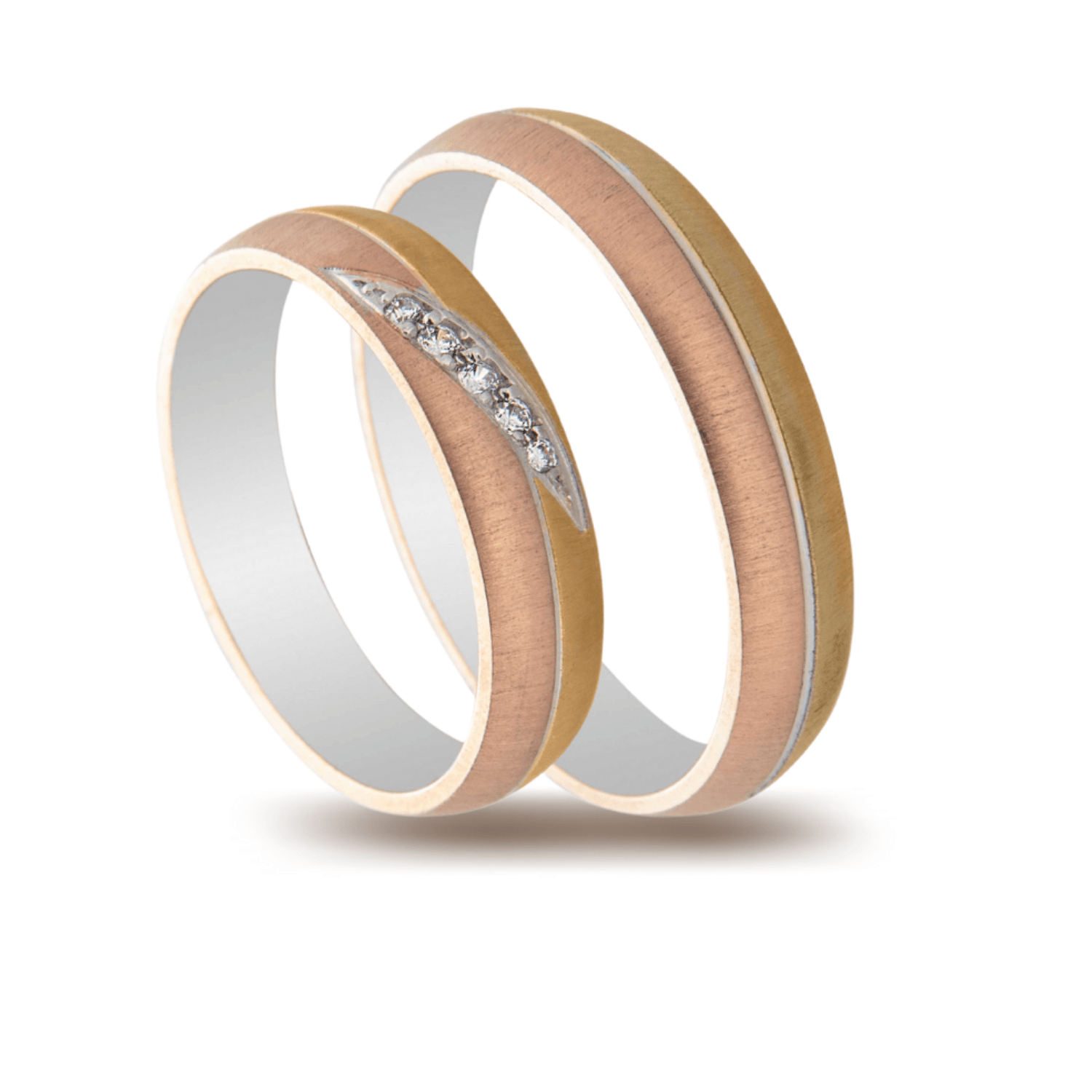 Βέρες Σετ Τρίχρωμες με Ζιργκόν MASCHIO FEMMINA TMF-82 - themelidisjewels