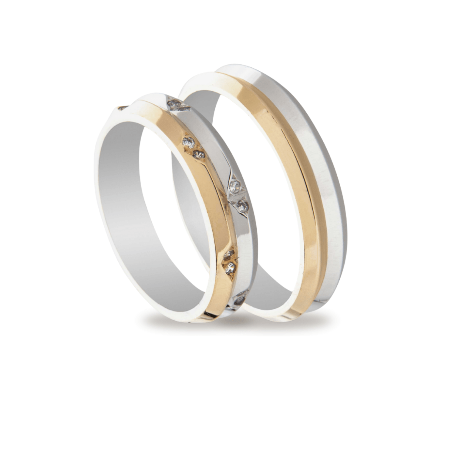 Βέρες Σετ Χρυσές Λευκόχρυσες Λουστράτες με Ζιργκόν MASCHIO FEMMINA TMF-101 - themelidisjewels