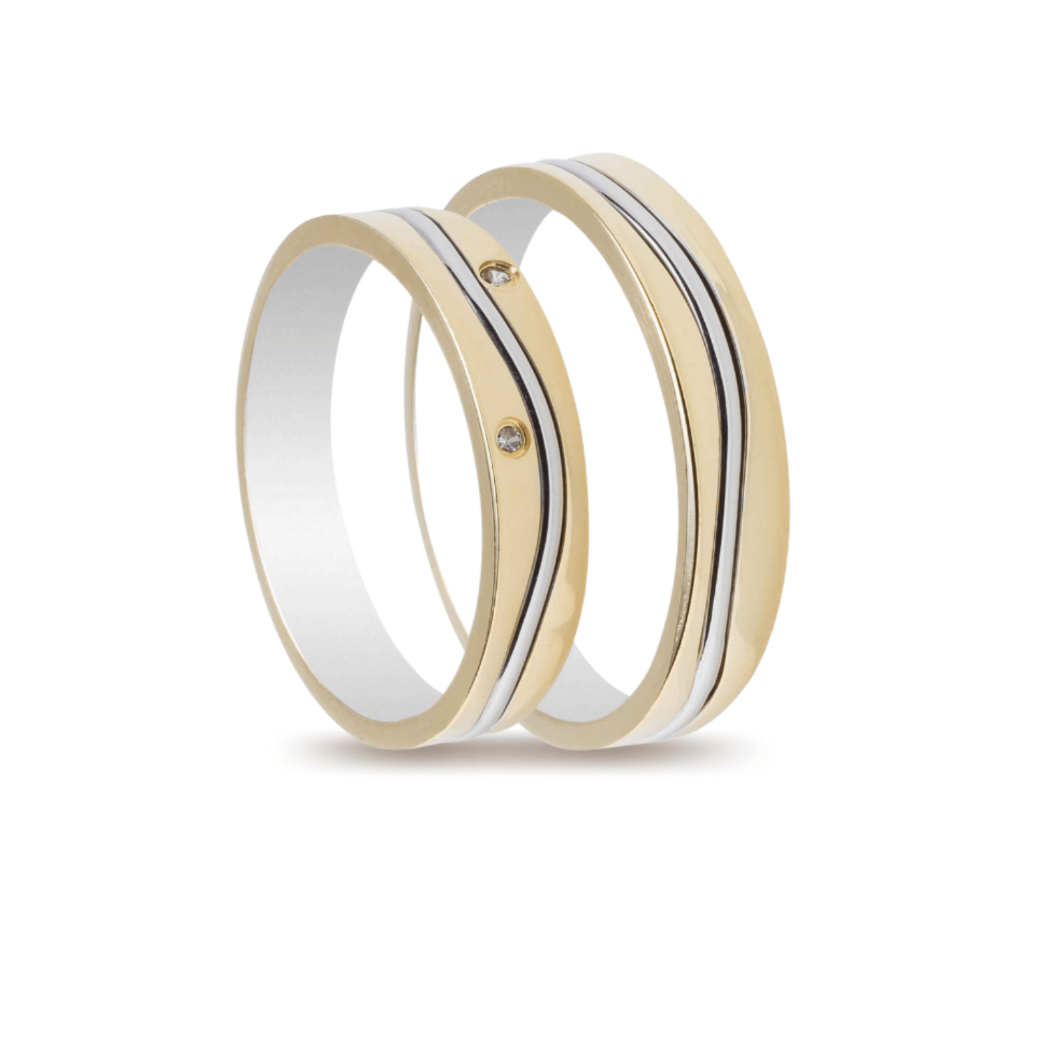 Βέρες Σετ Χρυσές Λευκόχρυσες Λουστράτες με Ζιργκόν MASCHIO FEMMINA TMF-28 - themelidisjewels