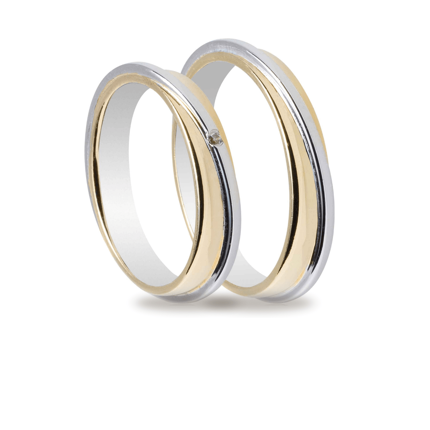 Βέρες Σετ Χρυσές Λευκόχρυσες Λουστράτες με Ζιργκόν MASCHIO FEMMINA TMF-44 - themelidisjewels