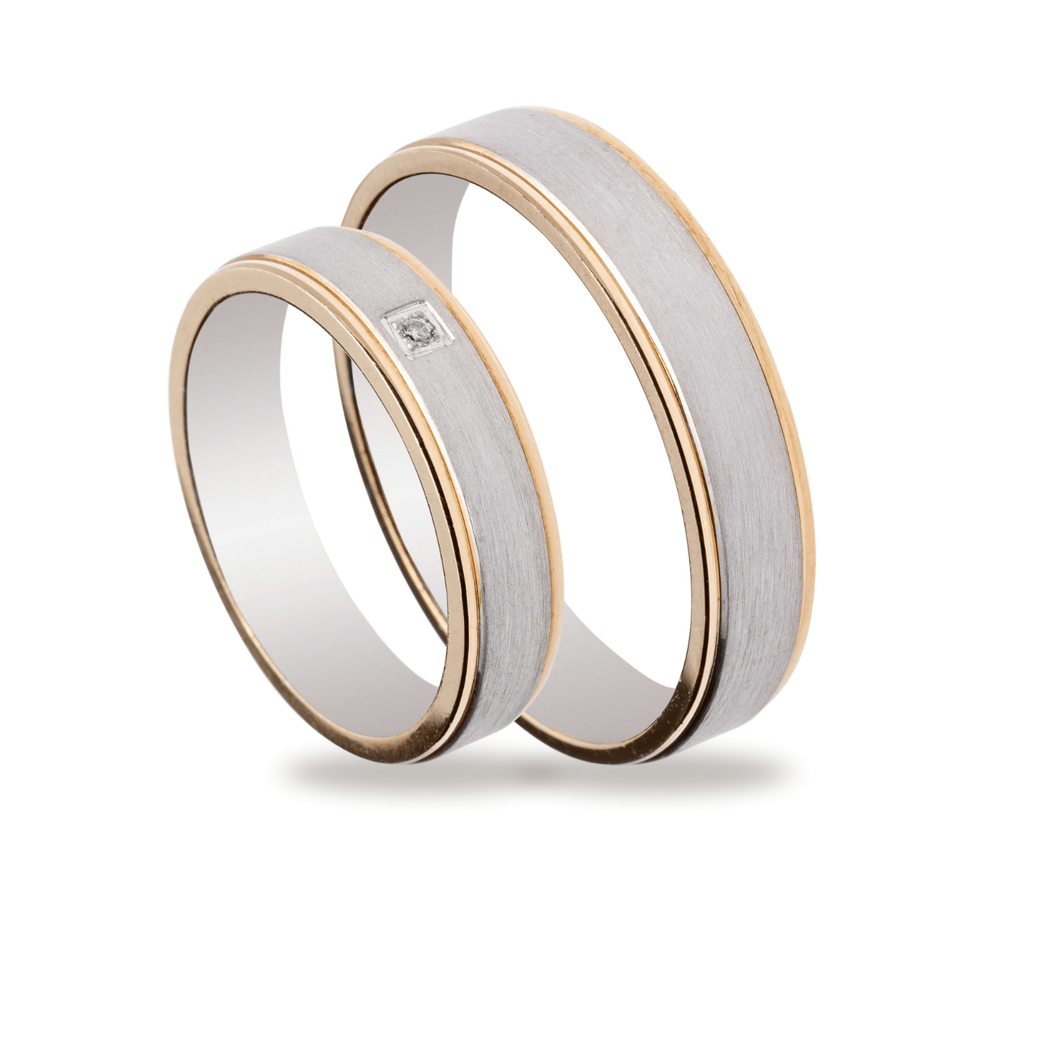 Βέρες Σετ Χρυσές Λευκόχρυσες Λουστράτες με Ζιργκόν MASCHIO FEMMINA TMF-53 - themelidisjewels