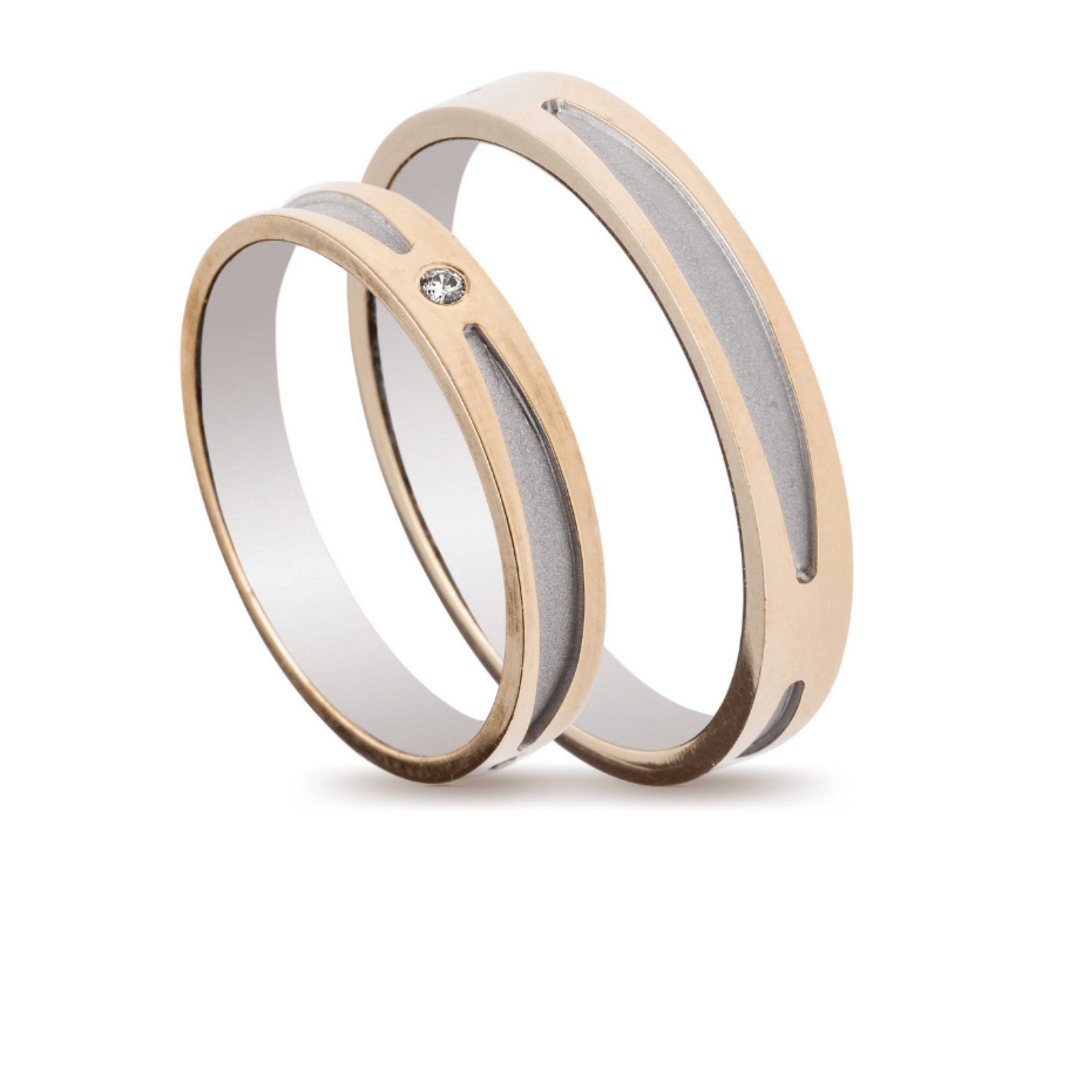 Βέρες Σετ Χρυσές Λευκόχρυσες Λουστράτες με Ζιργκόν MASCHIO FEMMINA TMF-56 - themelidisjewels