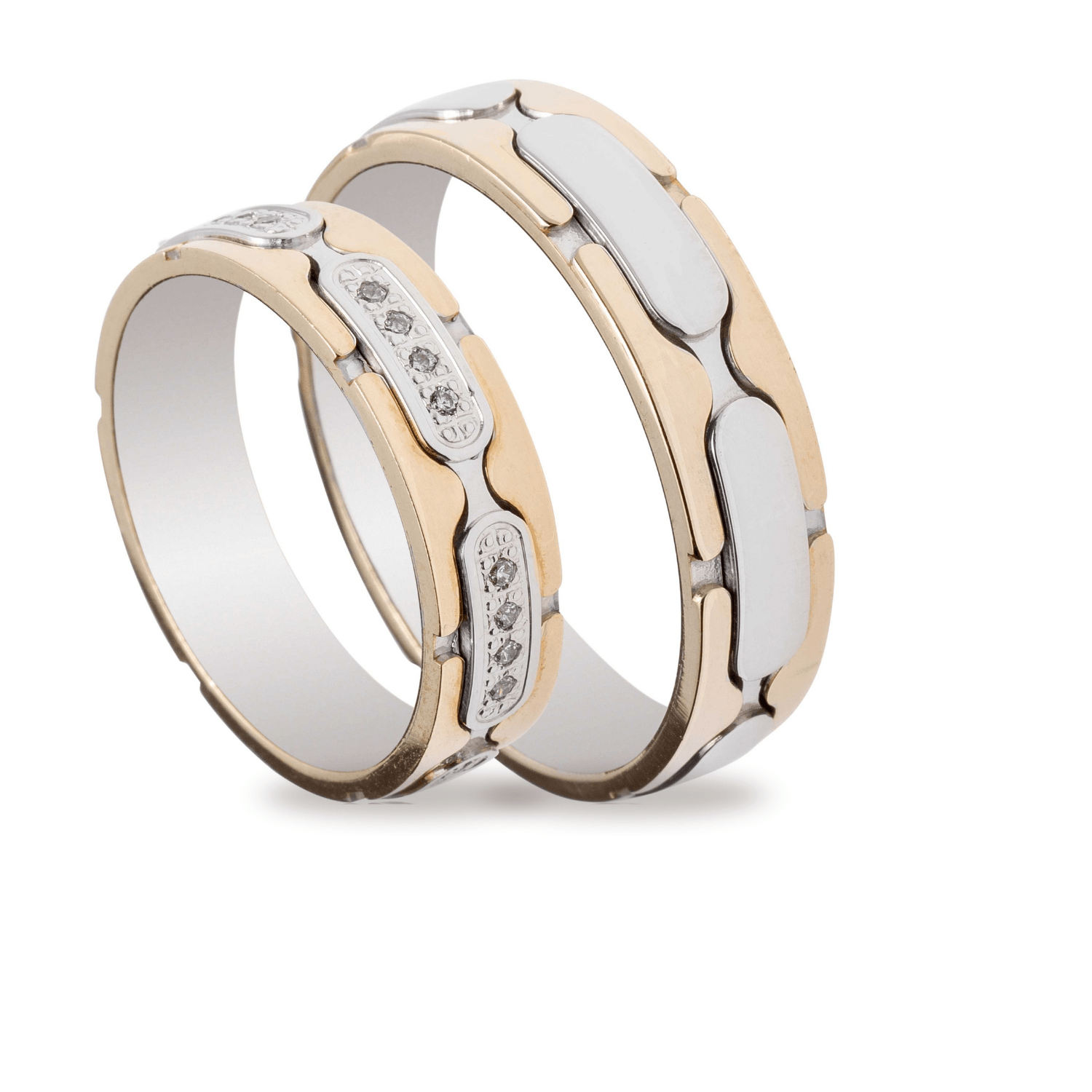 Βέρες Σετ Χρυσές Λευκόχρυσες Λουστράτες με Ζιργκόν MASCHIO FEMMINA TMF-65 - themelidisjewels