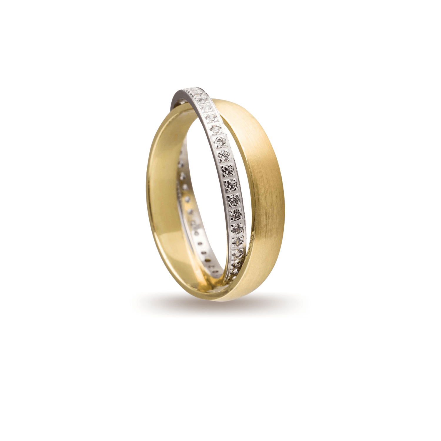 Βέρες Σετ Χρυσές Λευκόχρυσες Ματ με Ζιργκόν MASCHIO FEMMINA G10382-YB-CZ - themelidisjewels