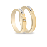 Βέρες Σετ Χρυσές Λευκόχρυσες Σαγρέ με Ζιργκόν και Ημερομηνία MASCHIO FEMMINA TMF-43 - themelidisjewels