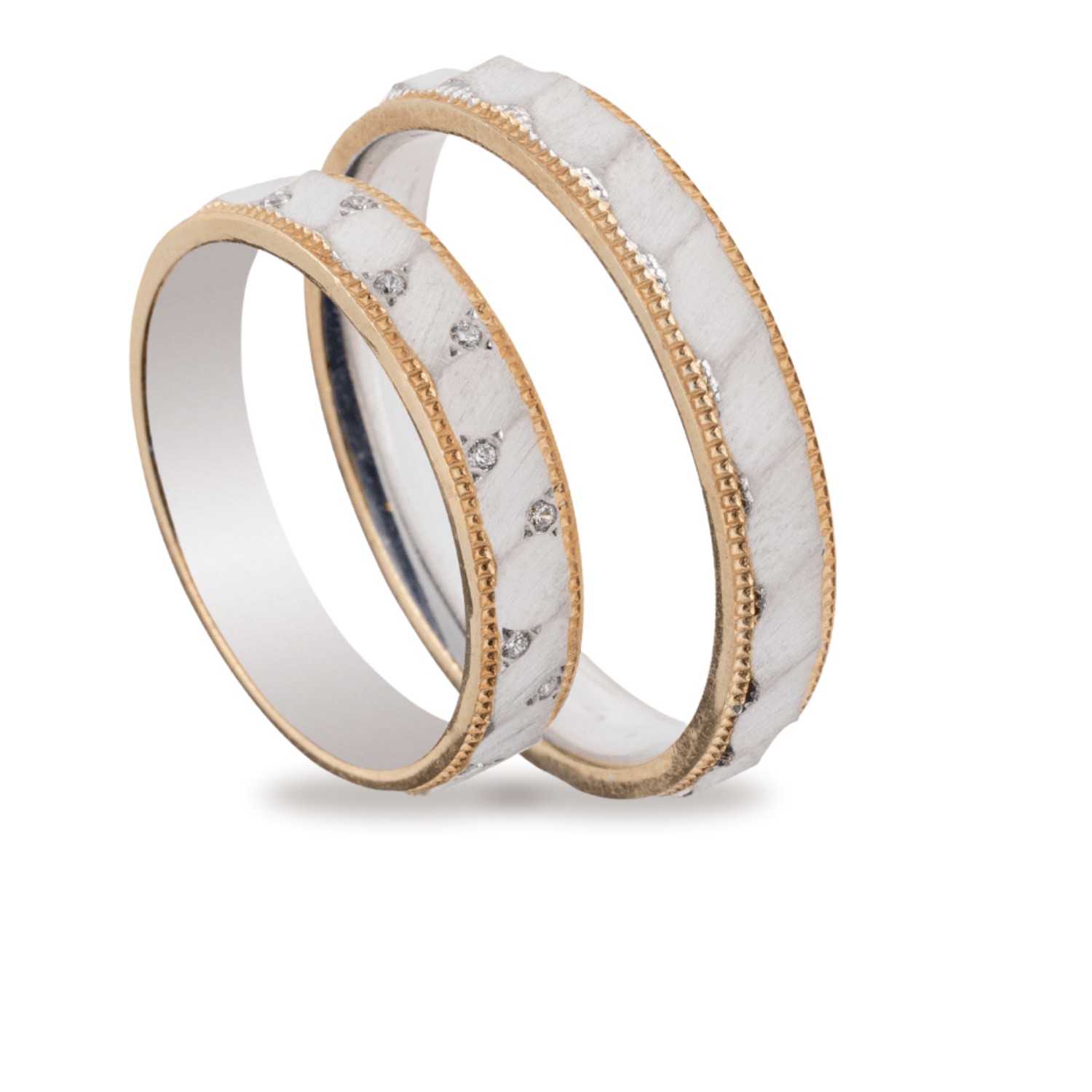 Βέρες Σετ Χρυσές Λευκόχρυσες Σκαλιστές με Ζιργκόν MASCHIO FEMMINA TMF-70 - themelidisjewels